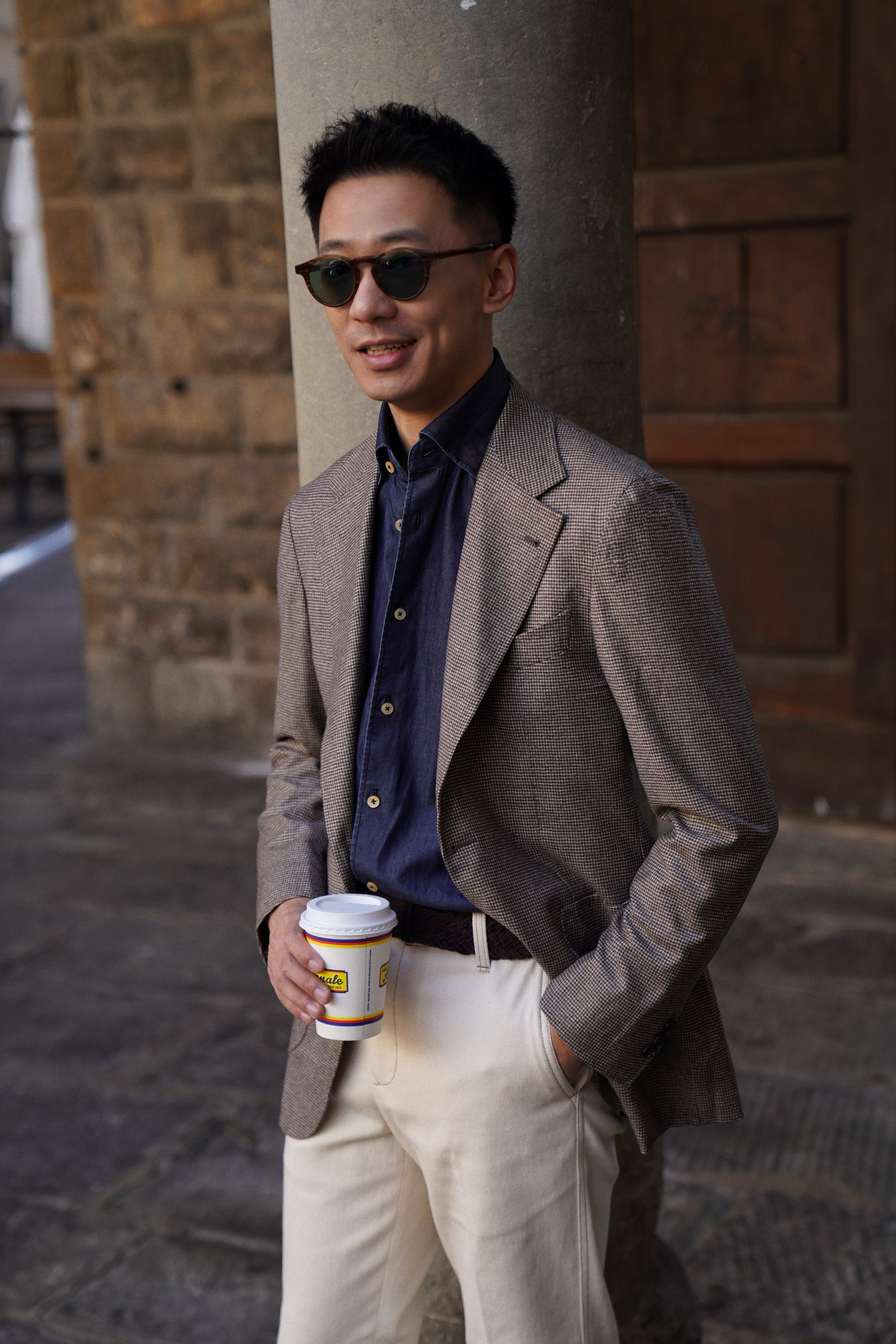 MTO Taupe Houndstooth Wool Cashmere Jacket