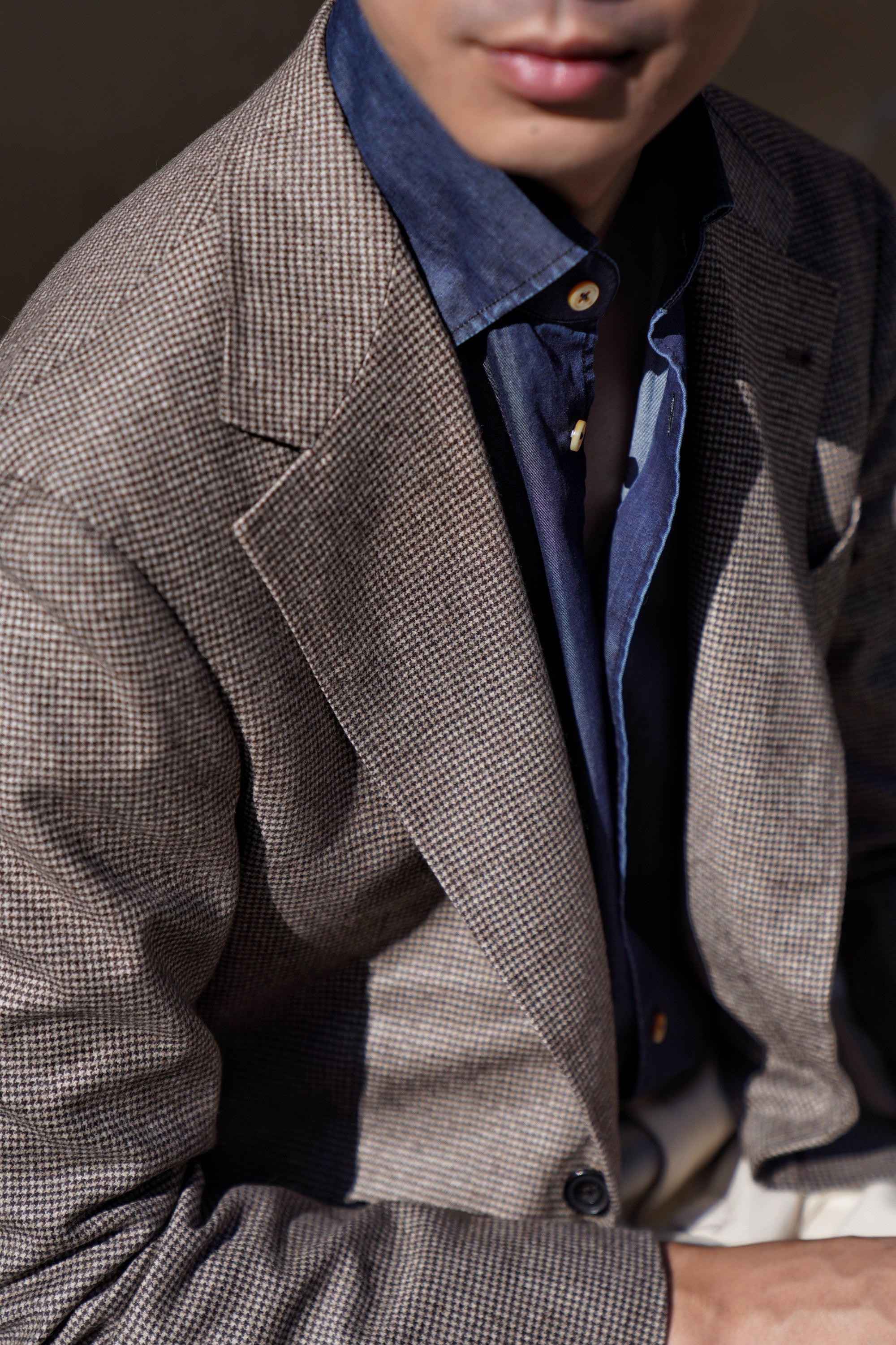 MTO Taupe Houndstooth Wool Cashmere Jacket