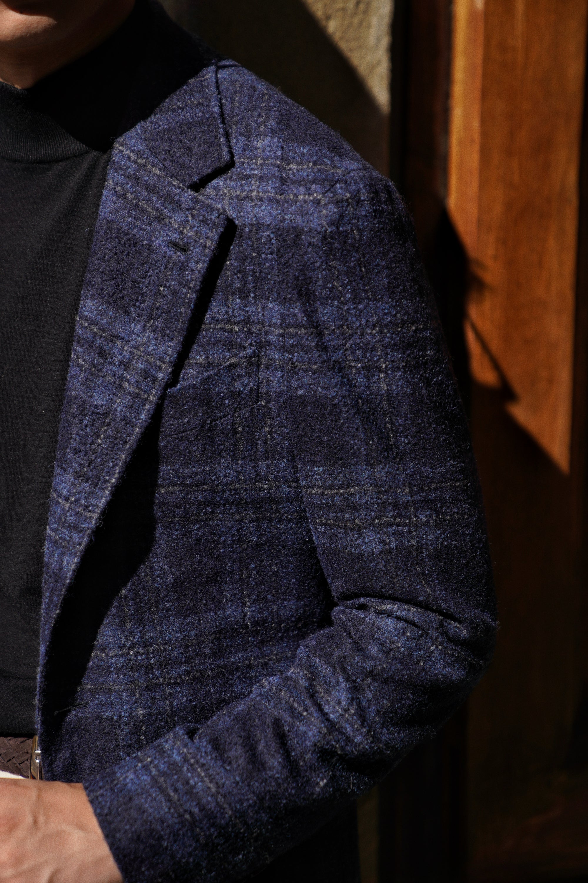MTO Navy Plaid Camel Hair Wool Jacket