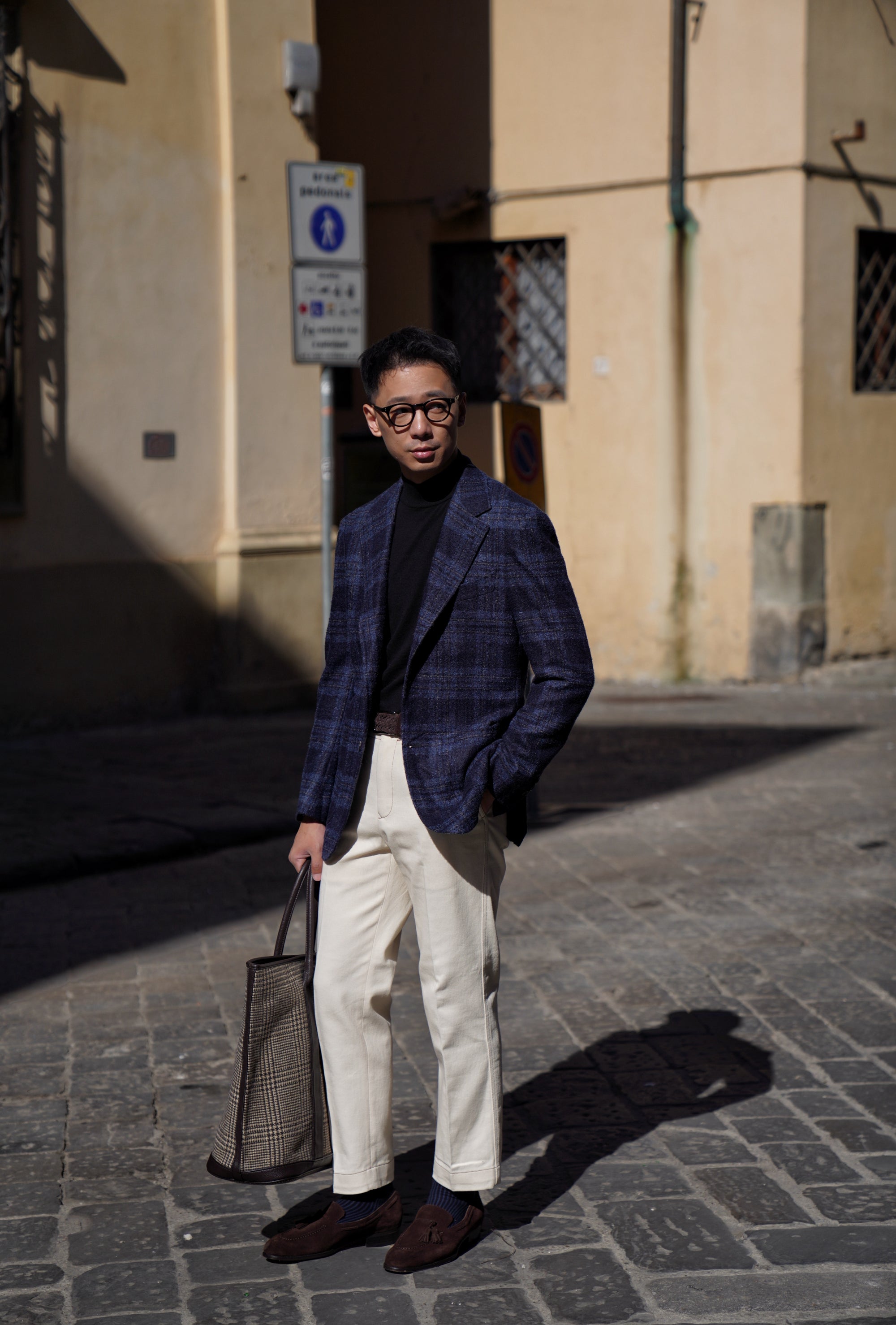 MTO Navy Plaid Camel Hair Wool Jacket