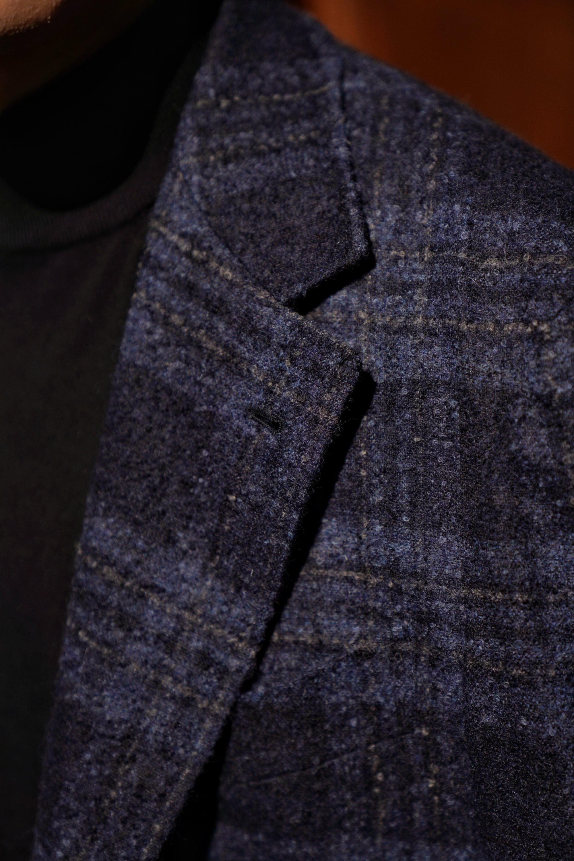 MTO Navy Plaid Camel Hair Wool Jacket