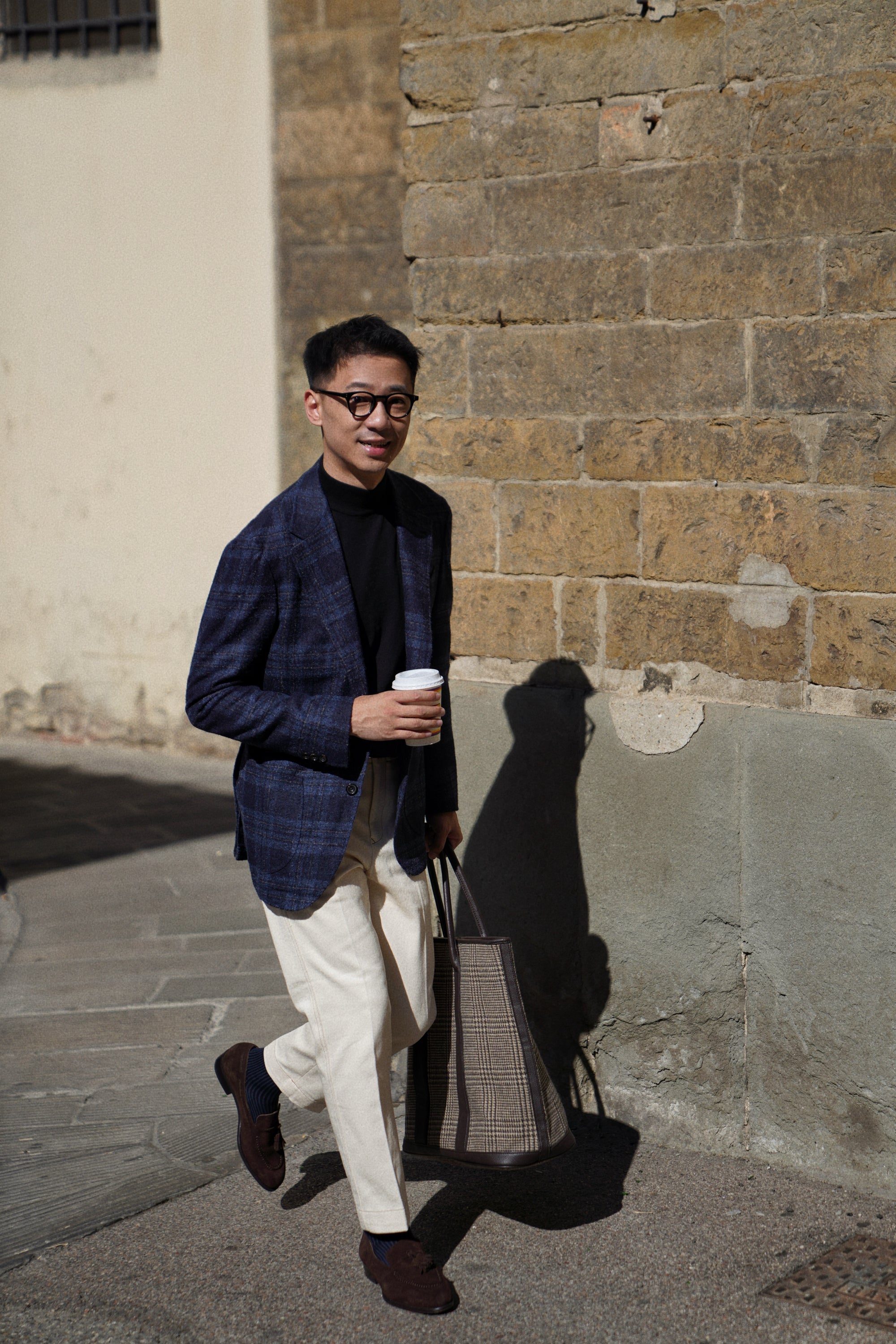 MTO Navy Plaid Camel Hair Wool Jacket