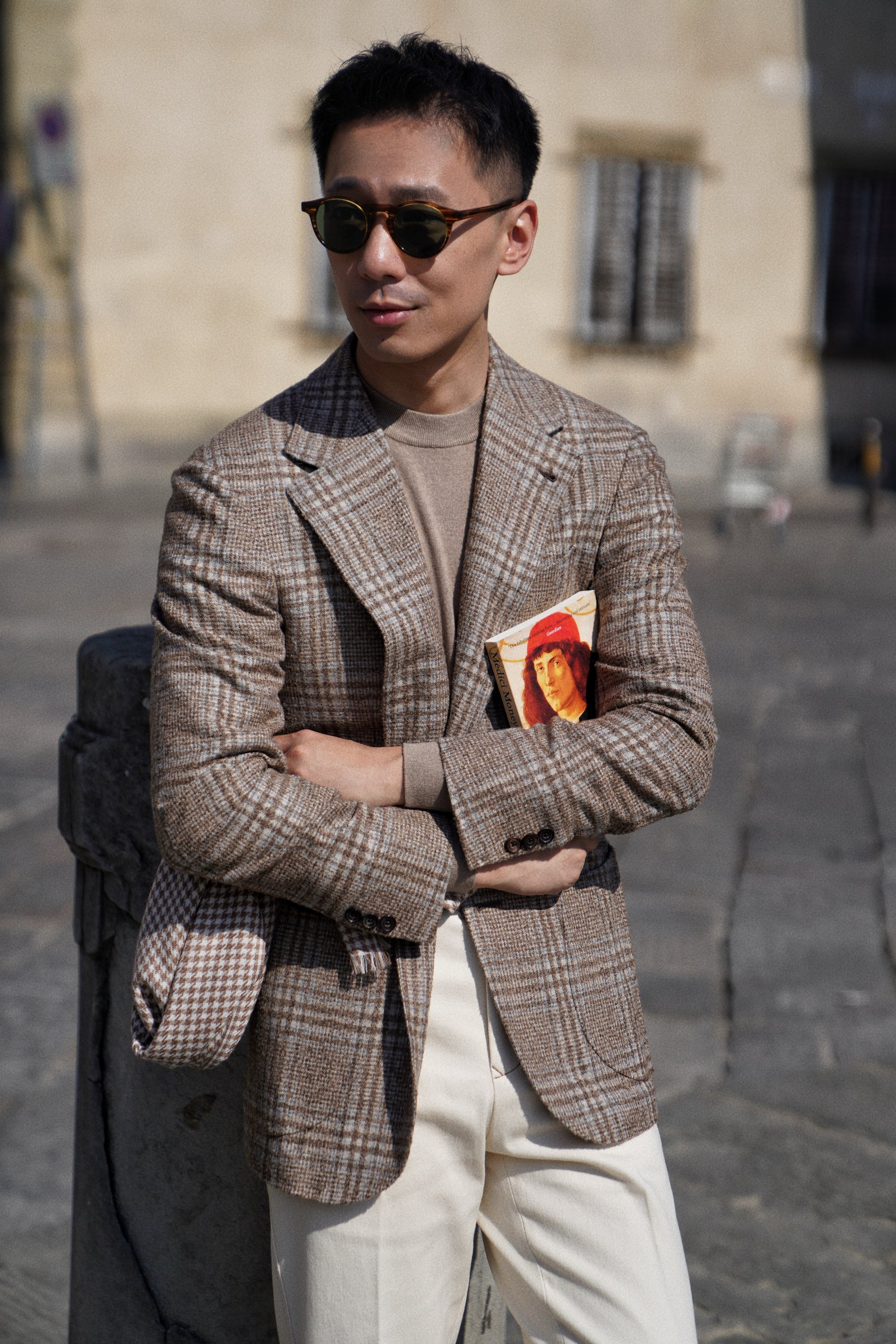 MTO Milky Brown Plaid Camel Hair Wool Jacket