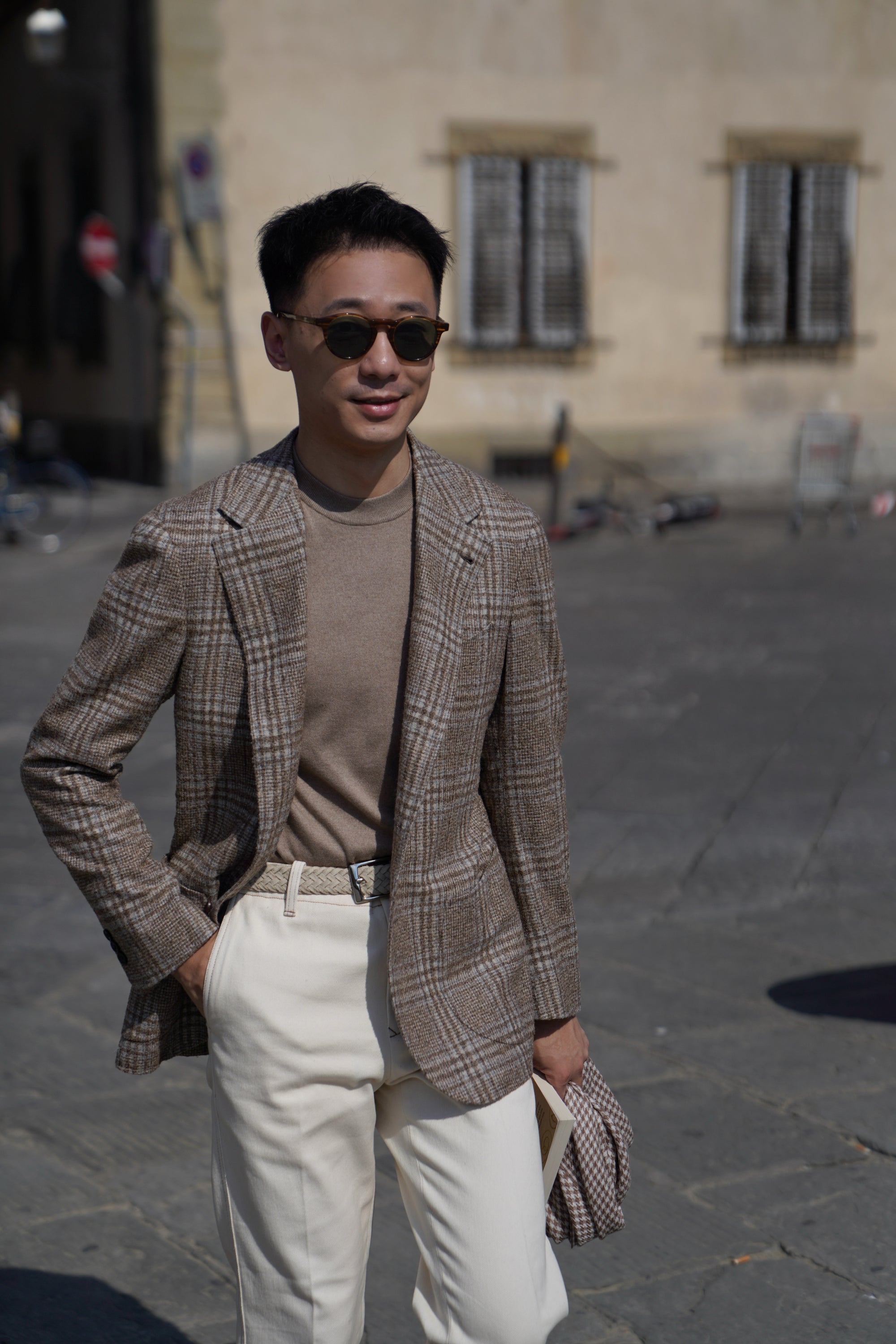 MTO Milky Brown Plaid Camel Hair Wool Jacket