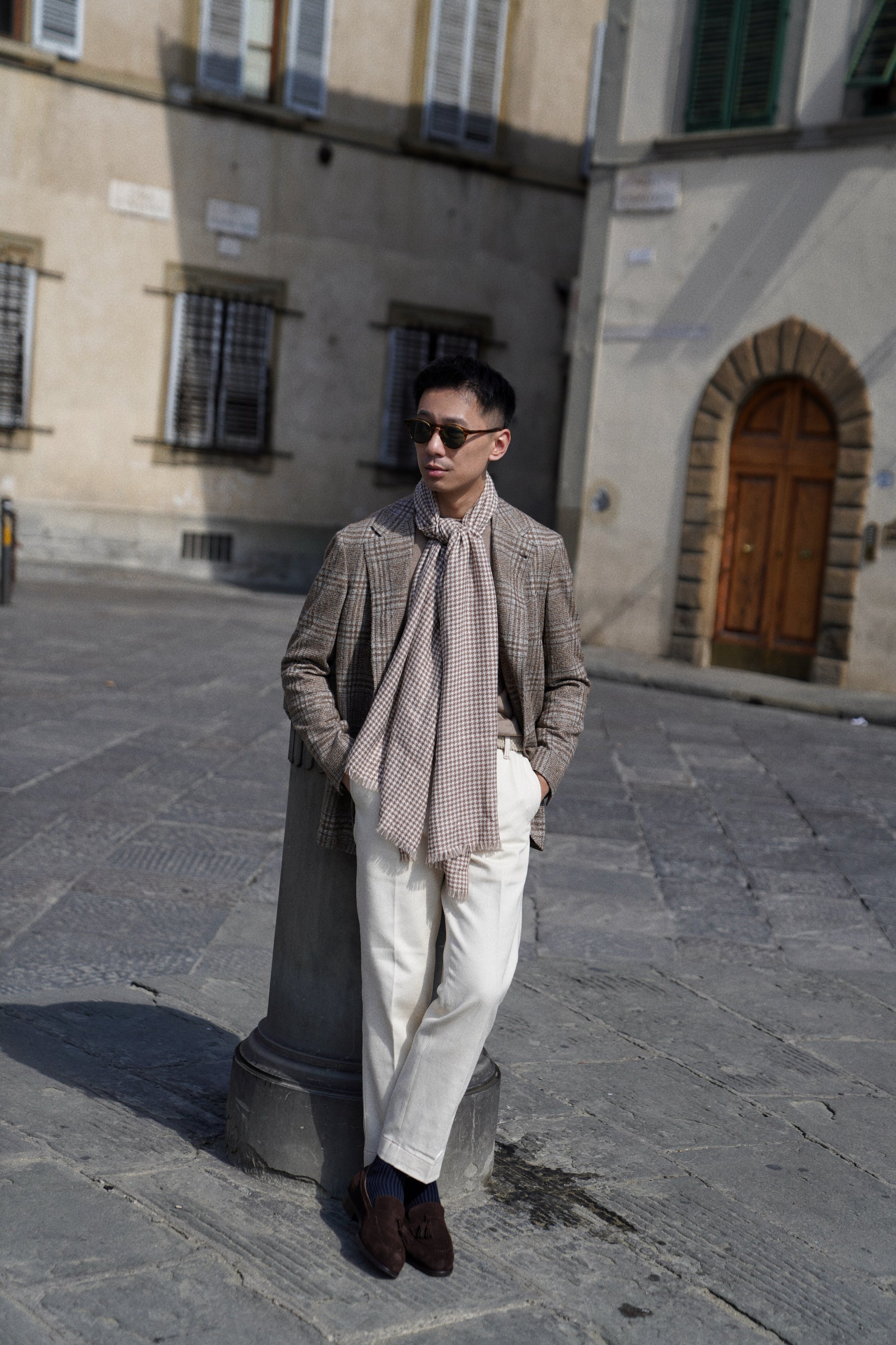 MTO Milky Brown Plaid Camel Hair Wool Jacket