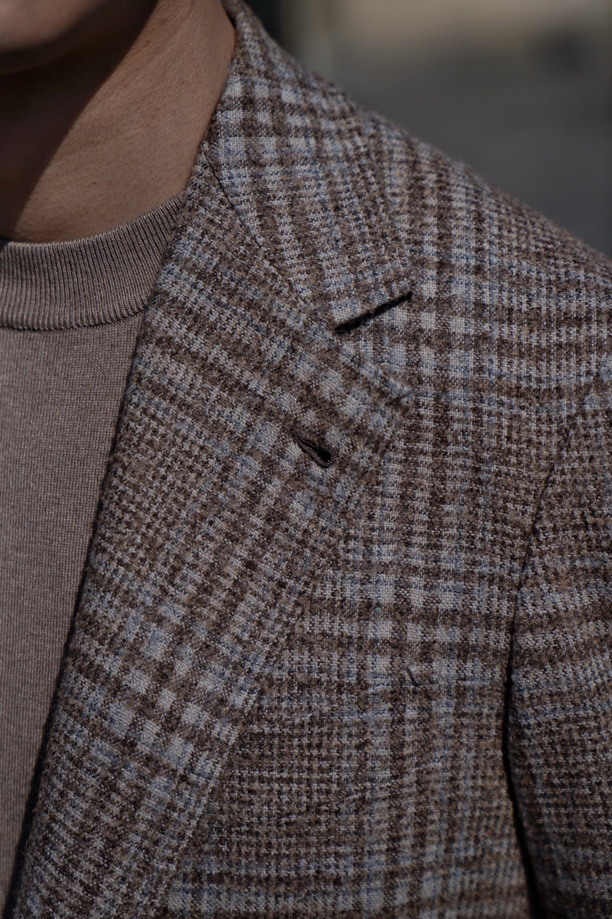 MTO Milky Brown Plaid Camel Hair Wool Jacket