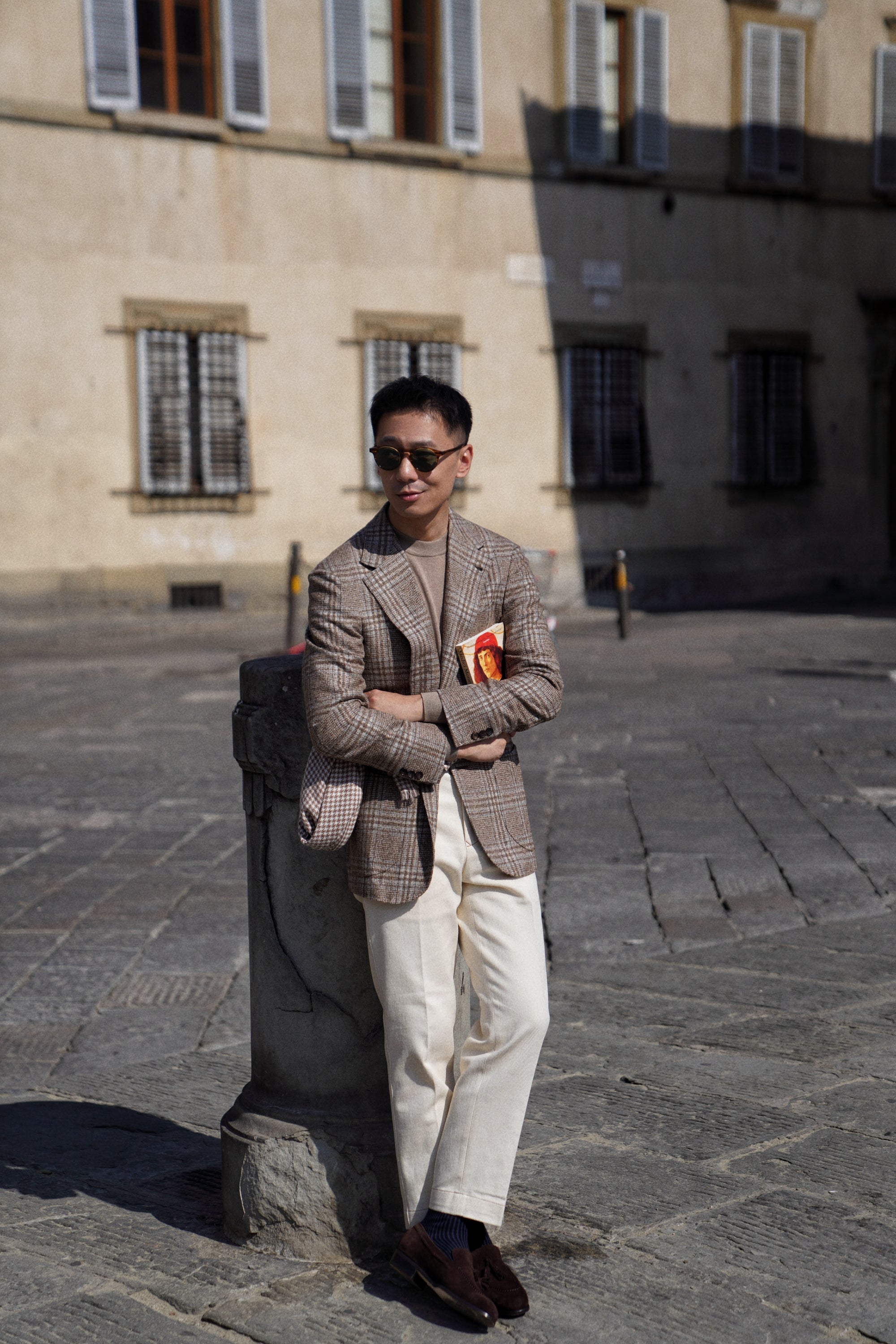 MTO Milky Brown Plaid Camel Hair Wool Jacket