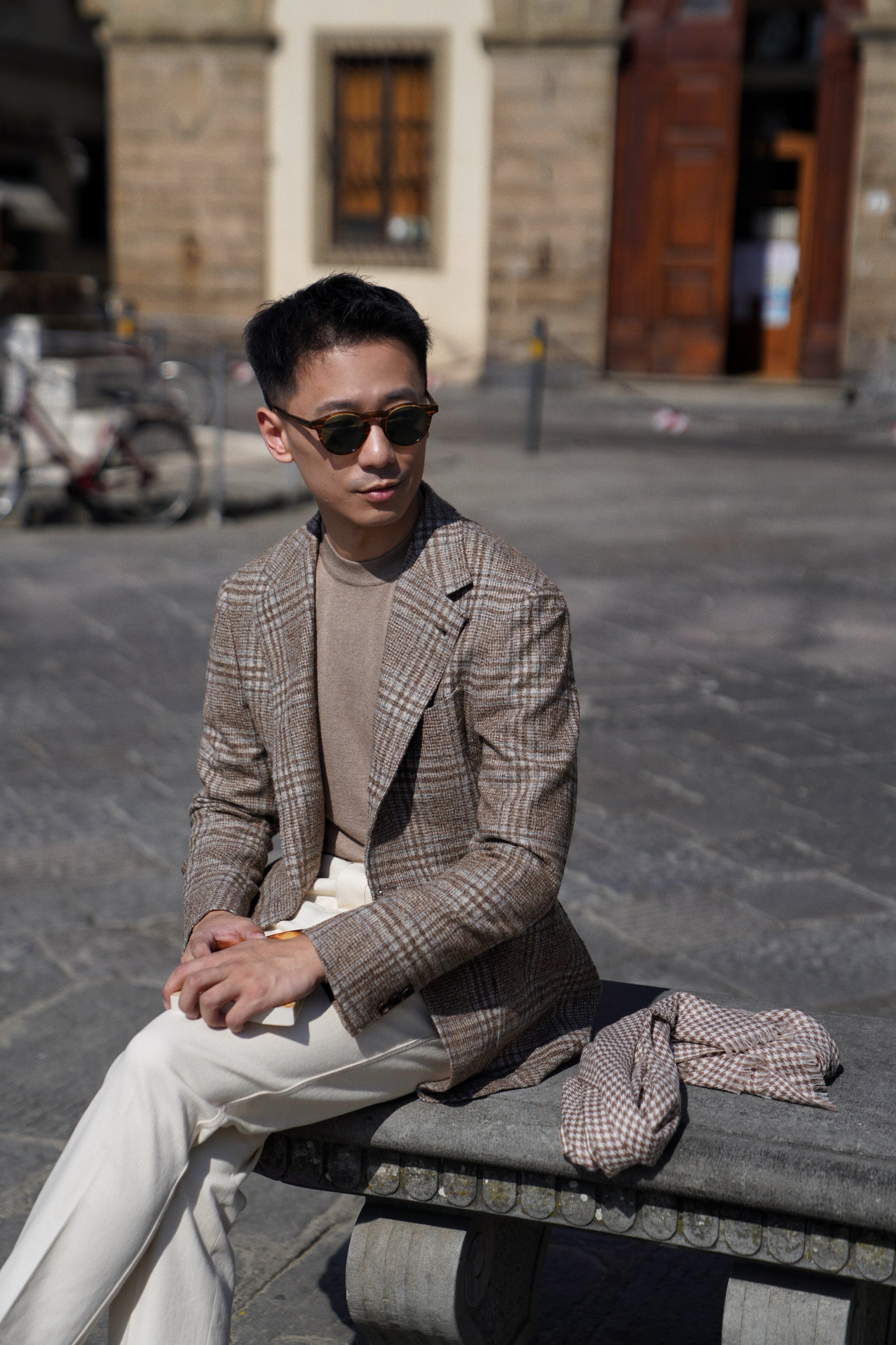 MTO Milky Brown Plaid Camel Hair Wool Jacket