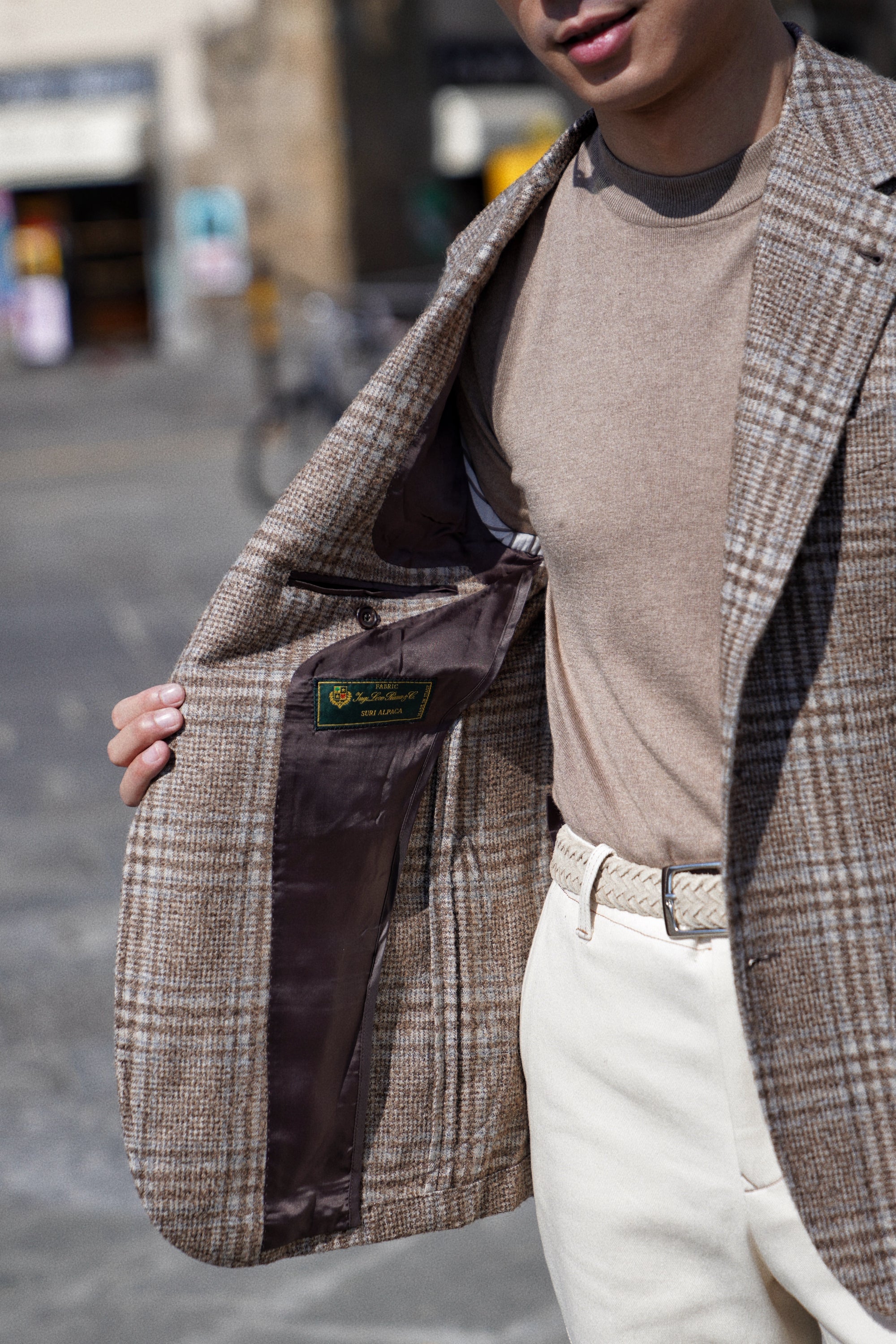 MTO Milky Brown Plaid Camel Hair Wool Jacket