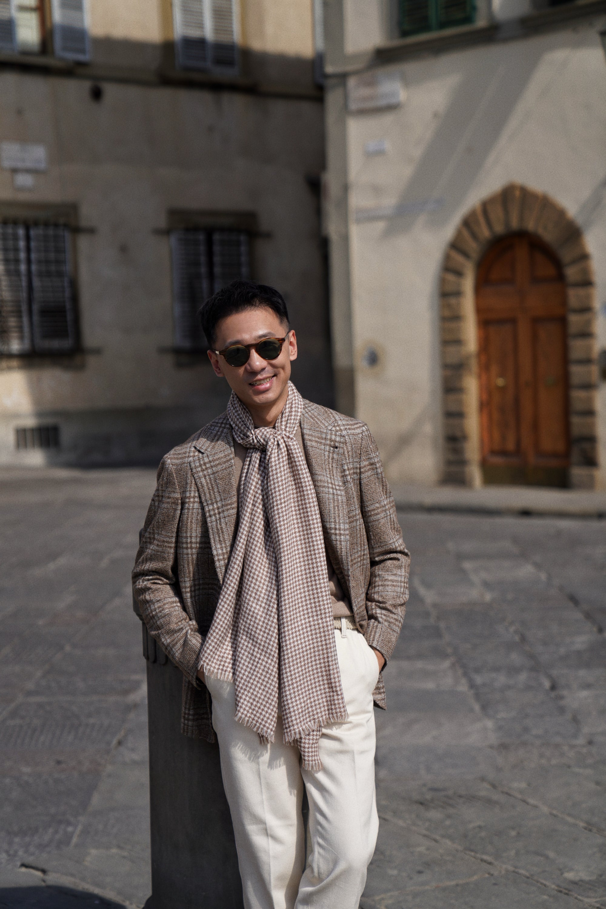 MTO Milky Brown Plaid Camel Hair Wool Jacket