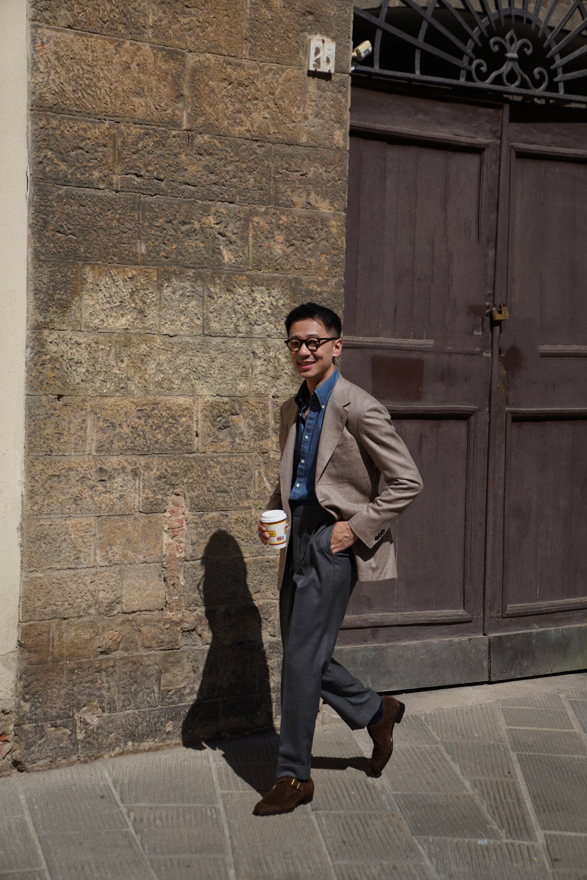 MTO Taupe Herringbone Wool Cashmere Jacket