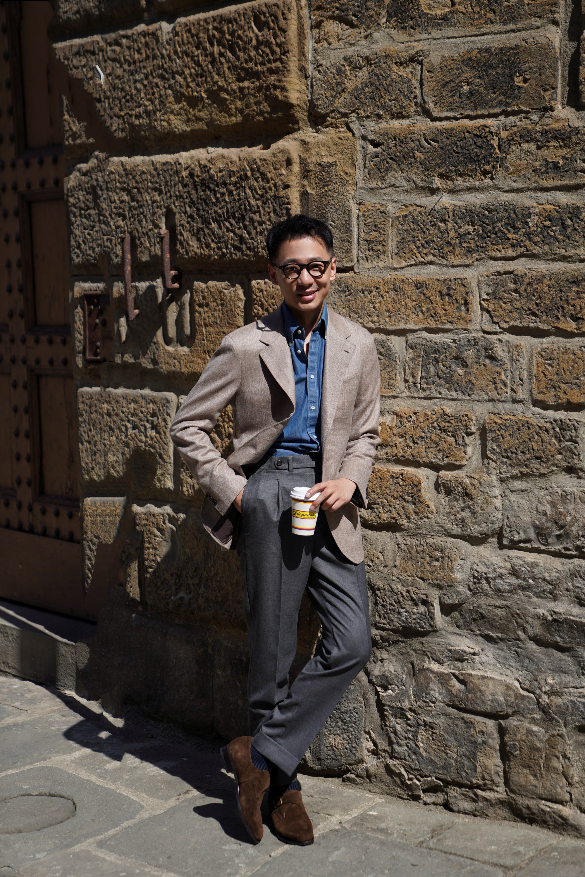 MTO Taupe Herringbone Wool Cashmere Jacket