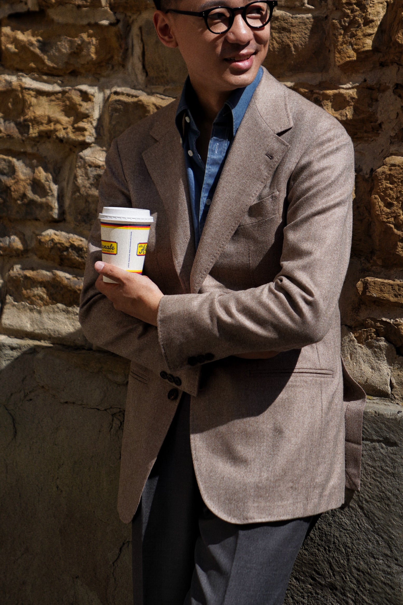 MTO Taupe Herringbone Wool Cashmere Jacket