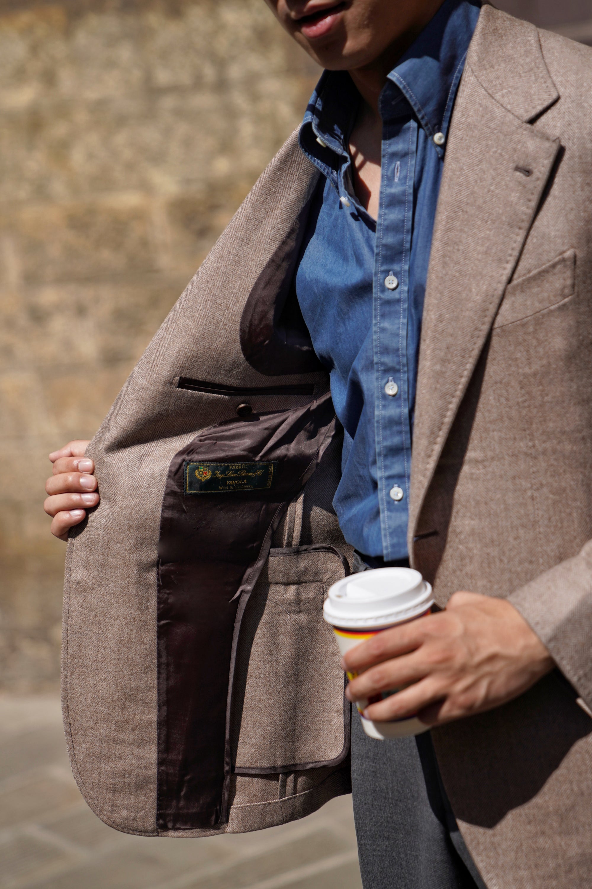 MTO Taupe Herringbone Wool Cashmere Jacket