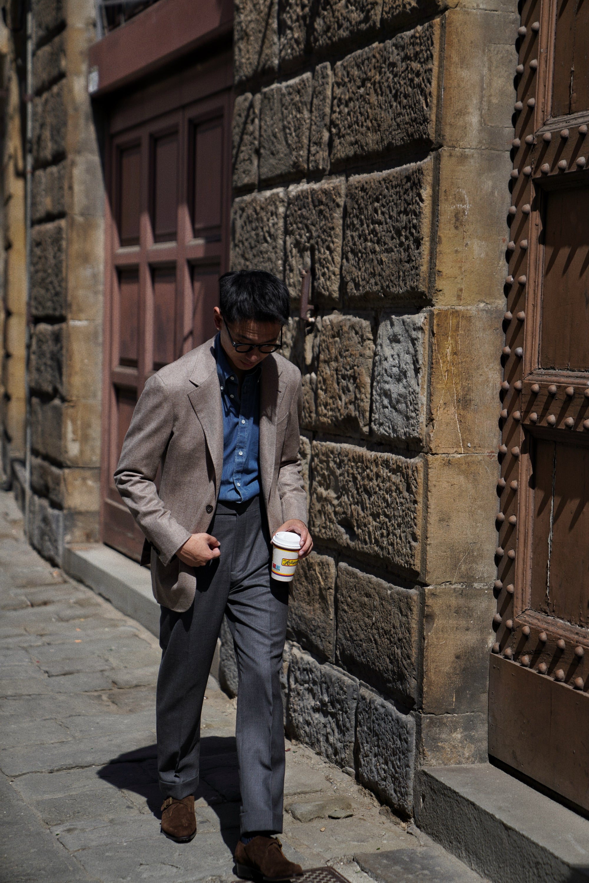 MTO Taupe Herringbone Wool Cashmere Jacket