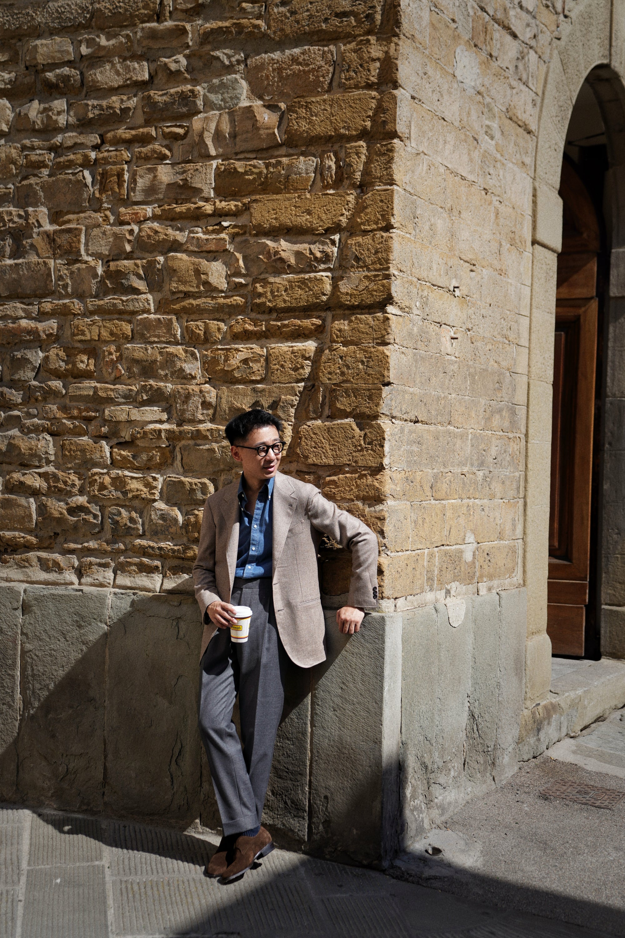 MTO Taupe Herringbone Wool Cashmere Jacket