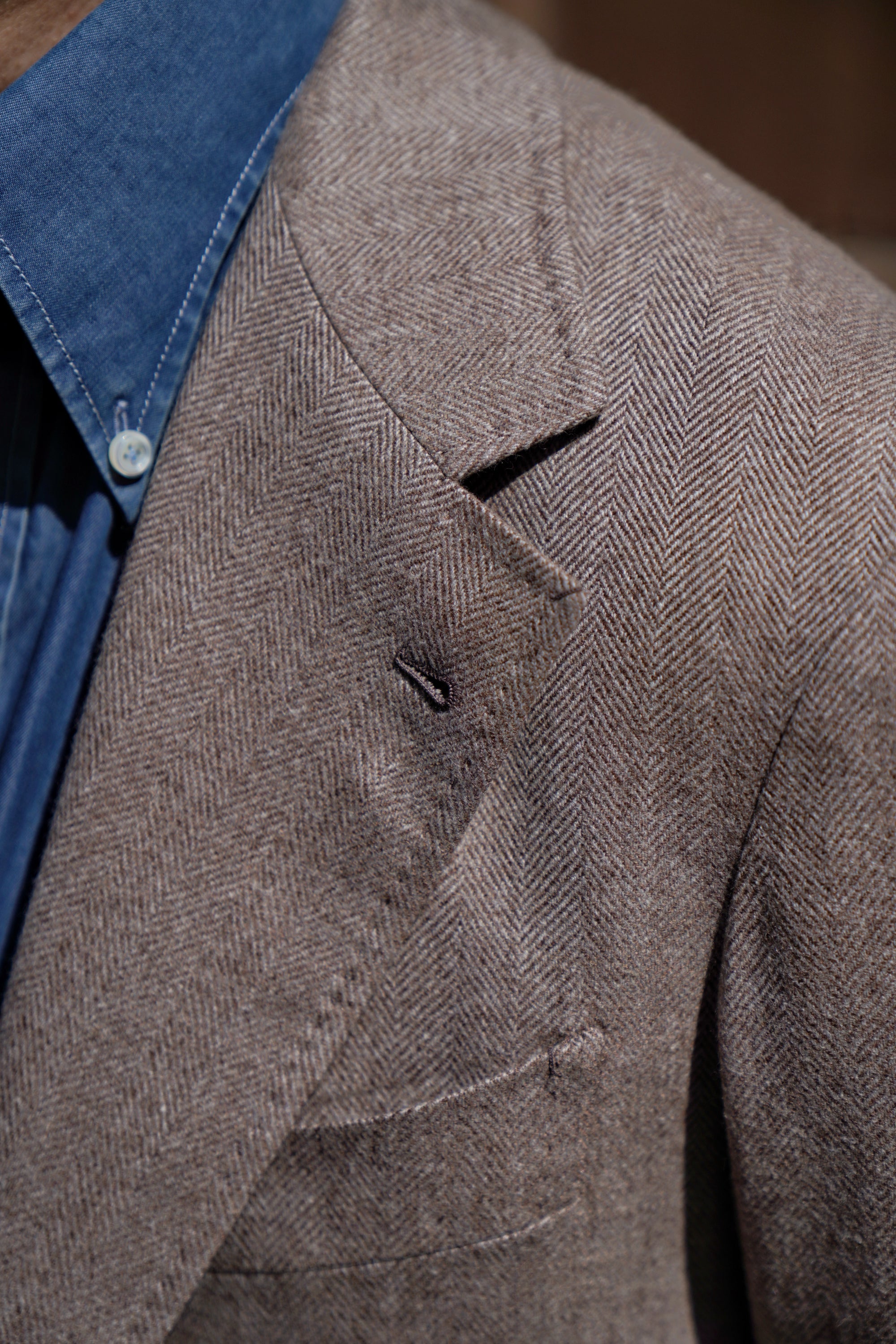 MTO Taupe Herringbone Wool Cashmere Jacket
