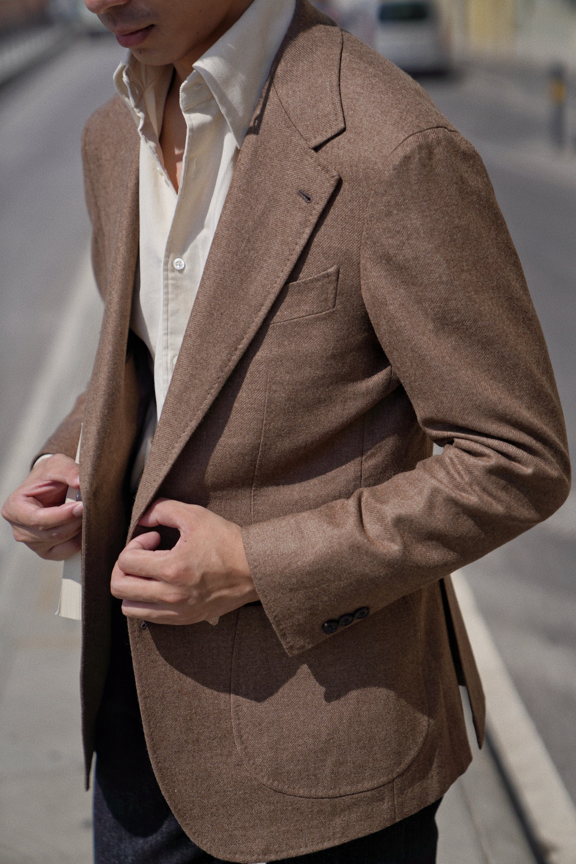 MTO Taupe Wool Cashmere Flannel Jacket