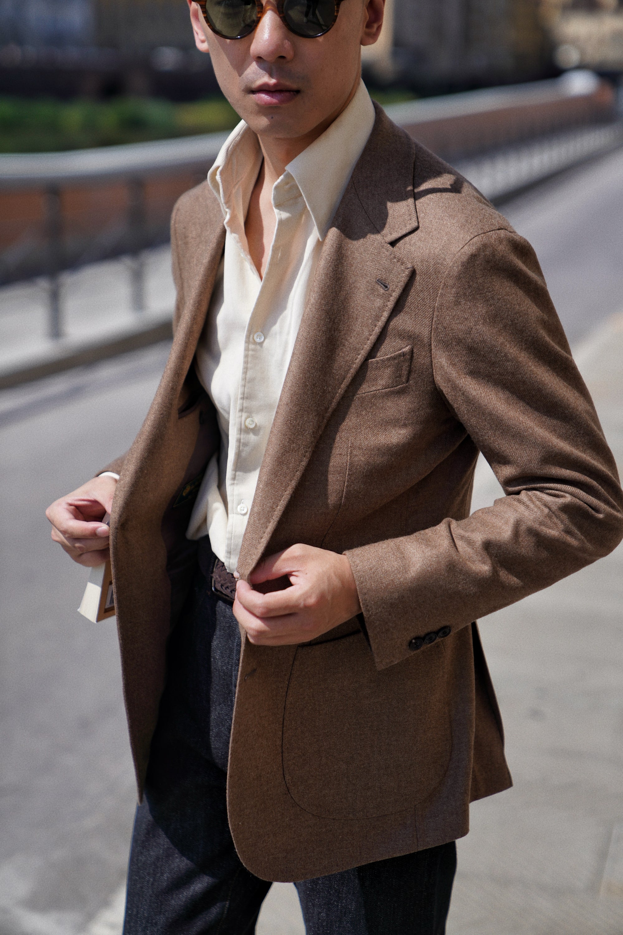 MTO Taupe Wool Cashmere Flannel Jacket