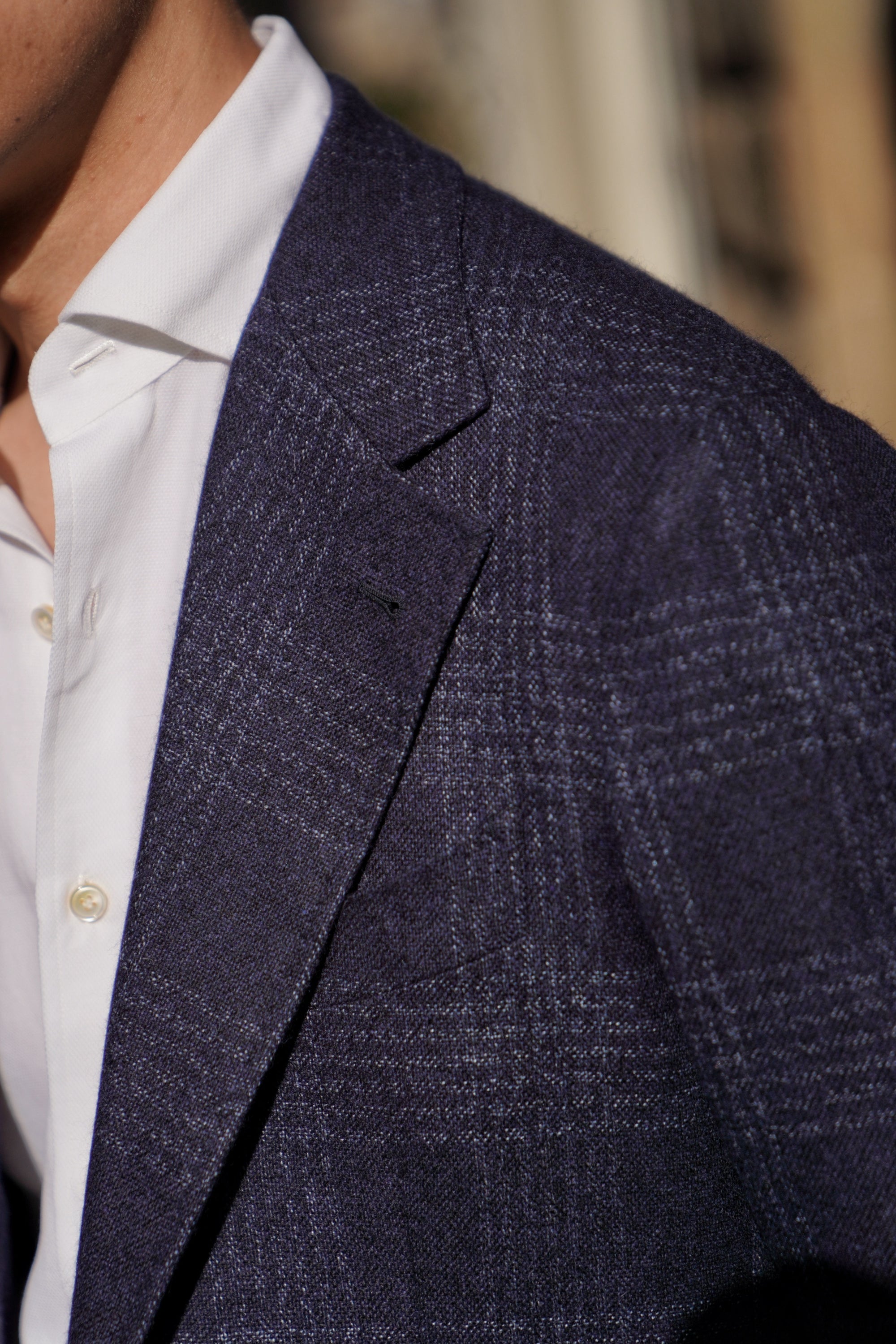 MTO Navy Glen Check Silk Cashmere Jacket #642
