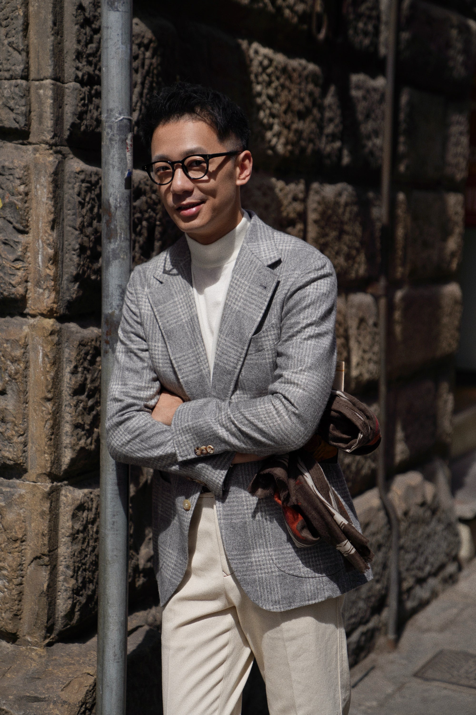 MTO Grey Glen Check Silk Cashmere Jacket #604
