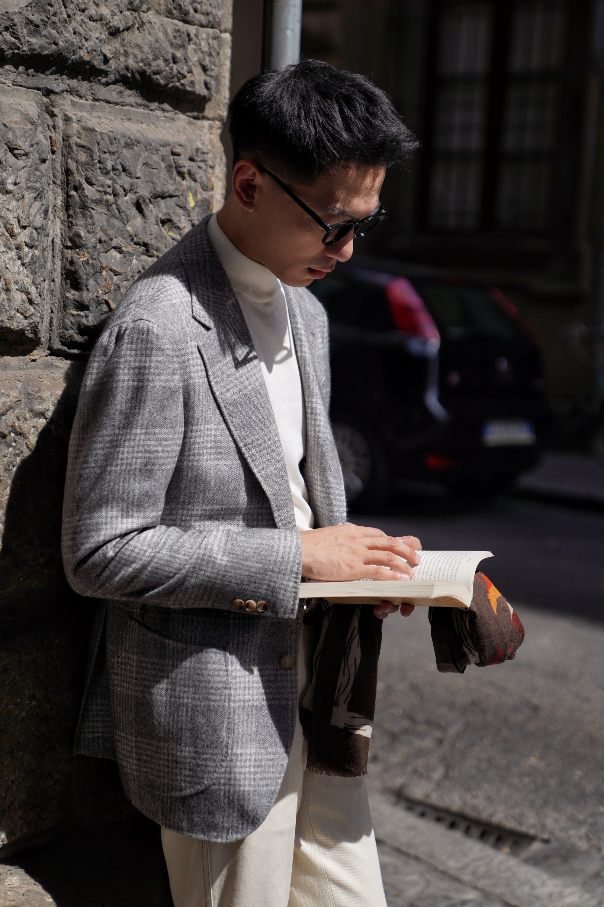 MTO Grey Glen Check Silk Cashmere Jacket #604