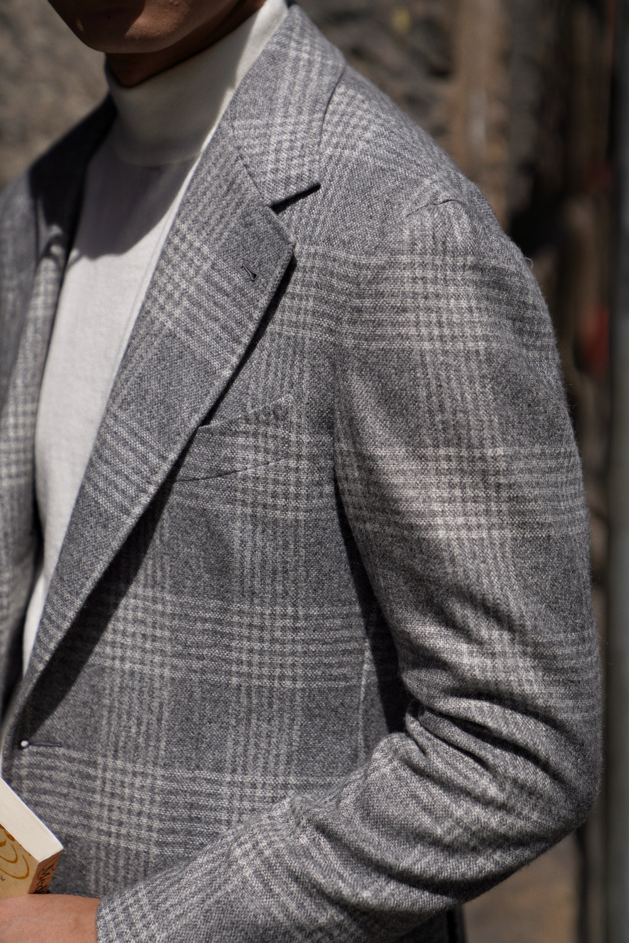 MTO Grey Glen Check Silk Cashmere Jacket #604