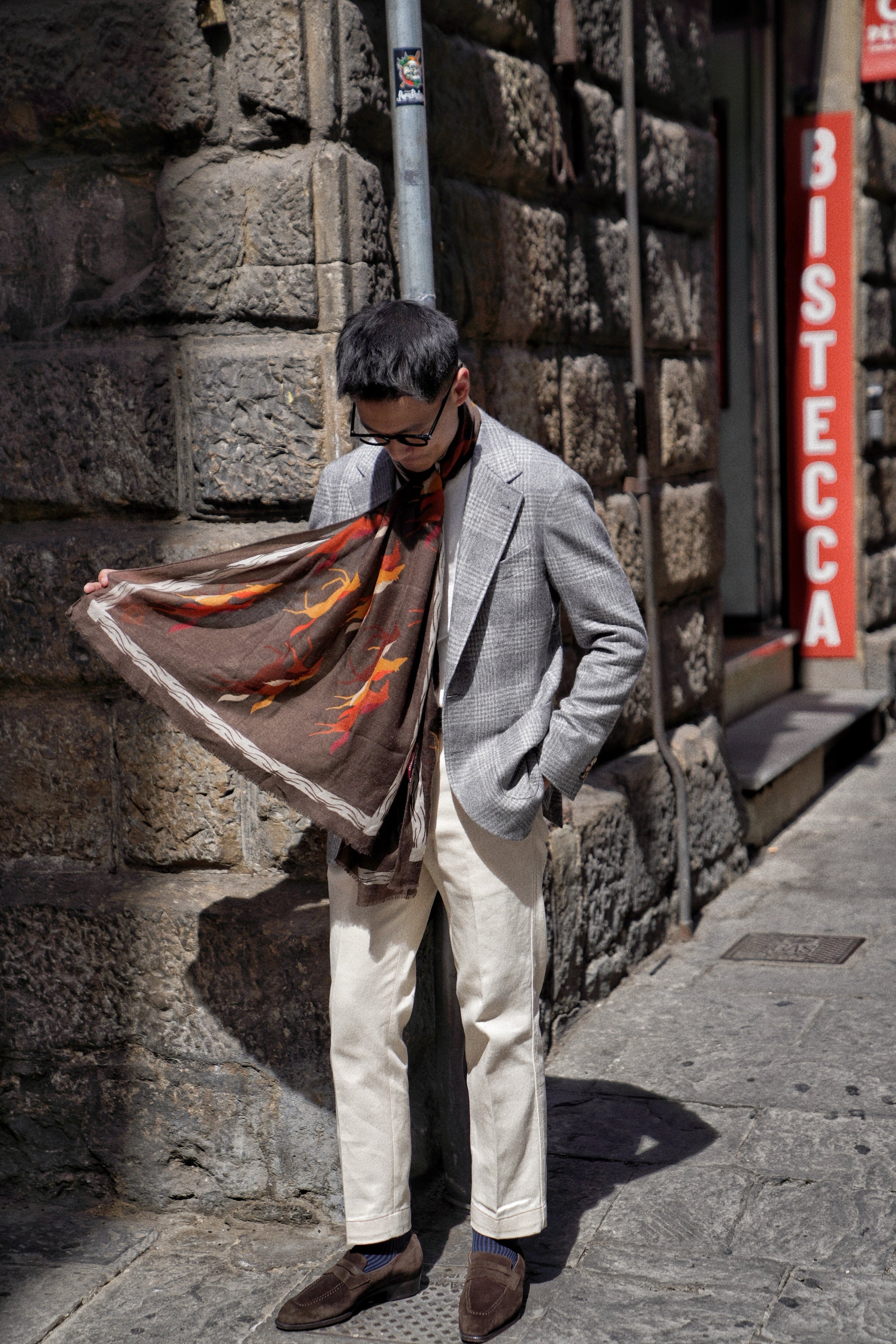 MTO Grey Glen Check Silk Cashmere Jacket #604
