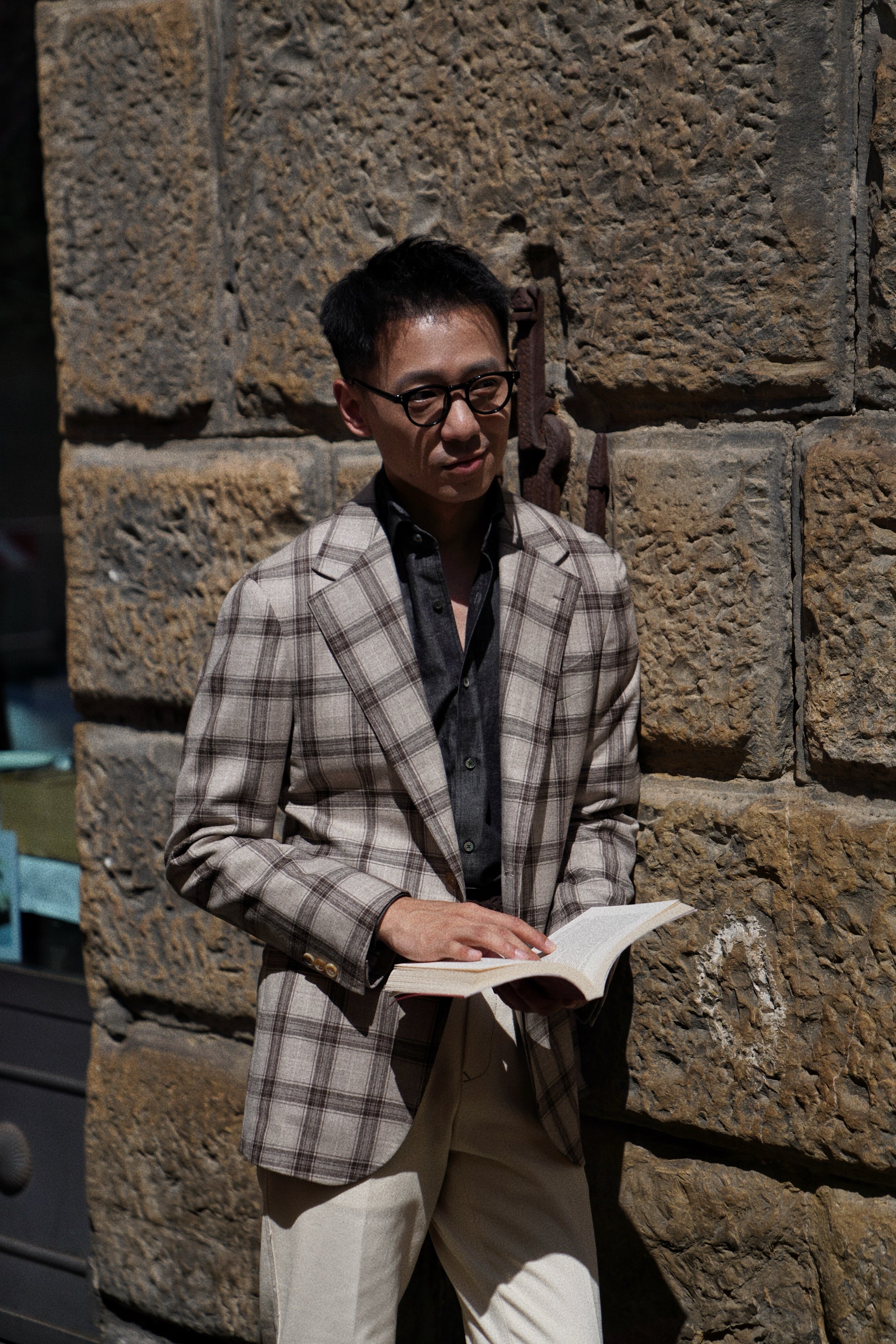 MTO Neutral Windowpane Wool Jacket #463