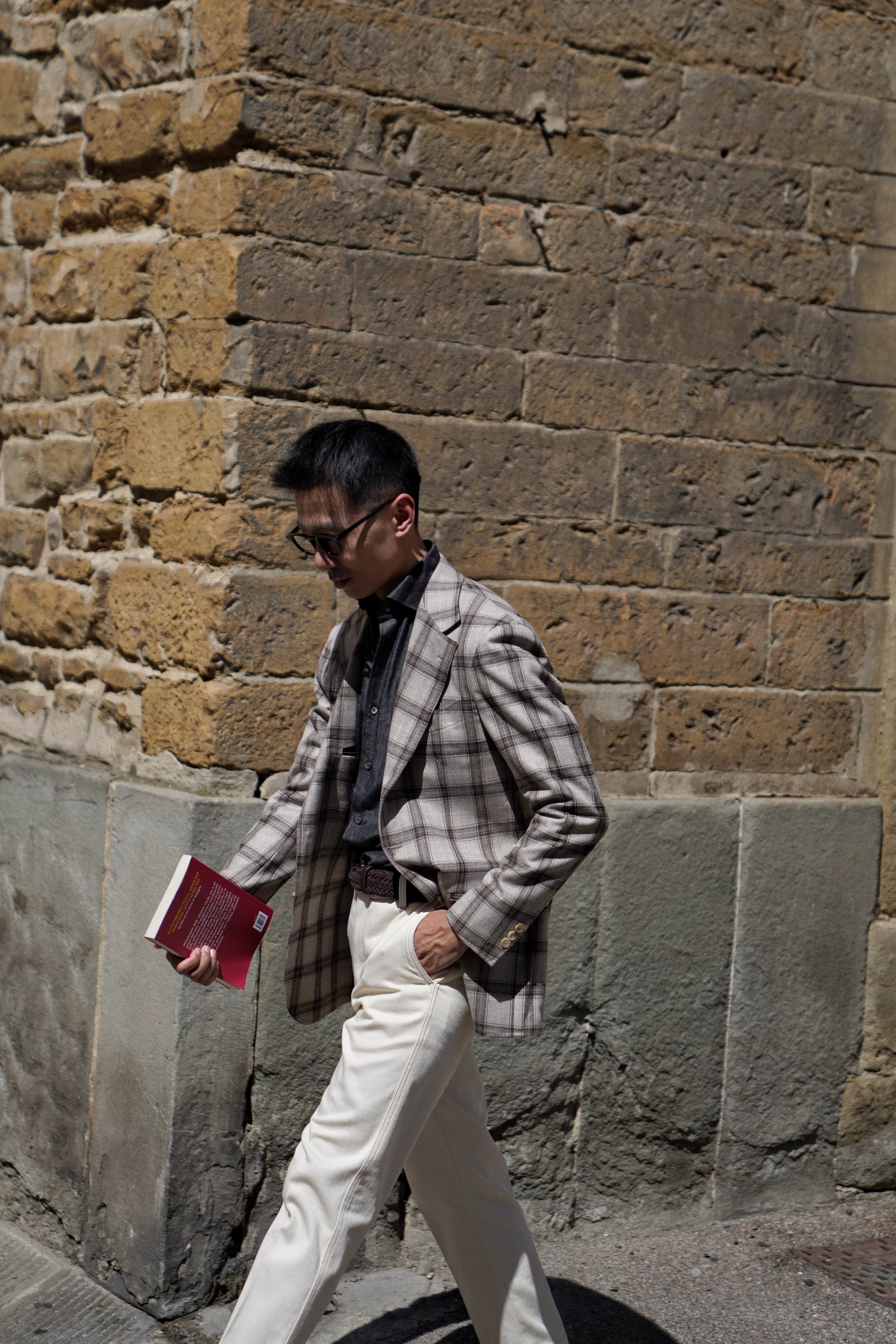 MTO Neutral Windowpane Wool Jacket #463