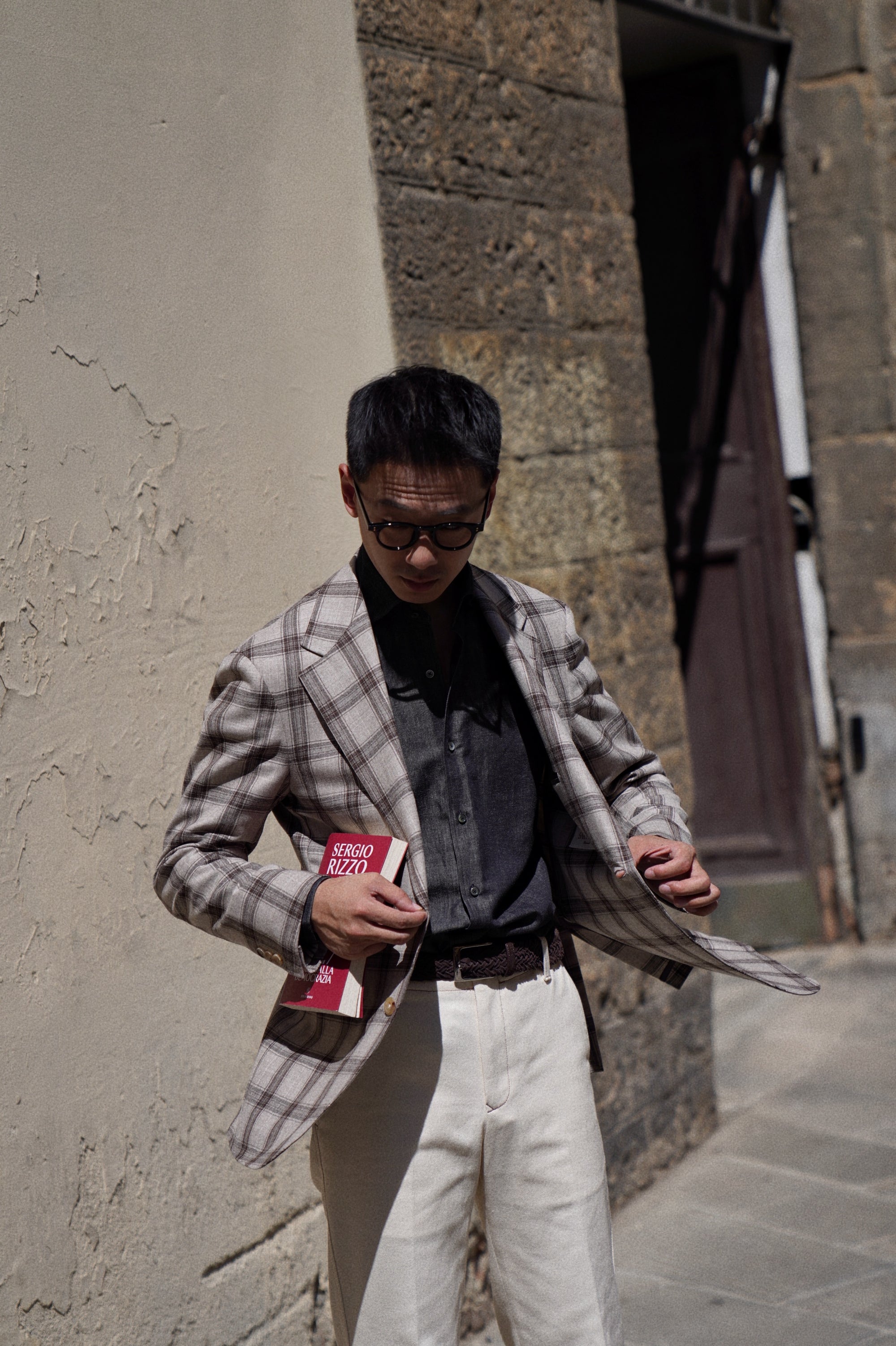 MTO Neutral Windowpane Wool Jacket #463