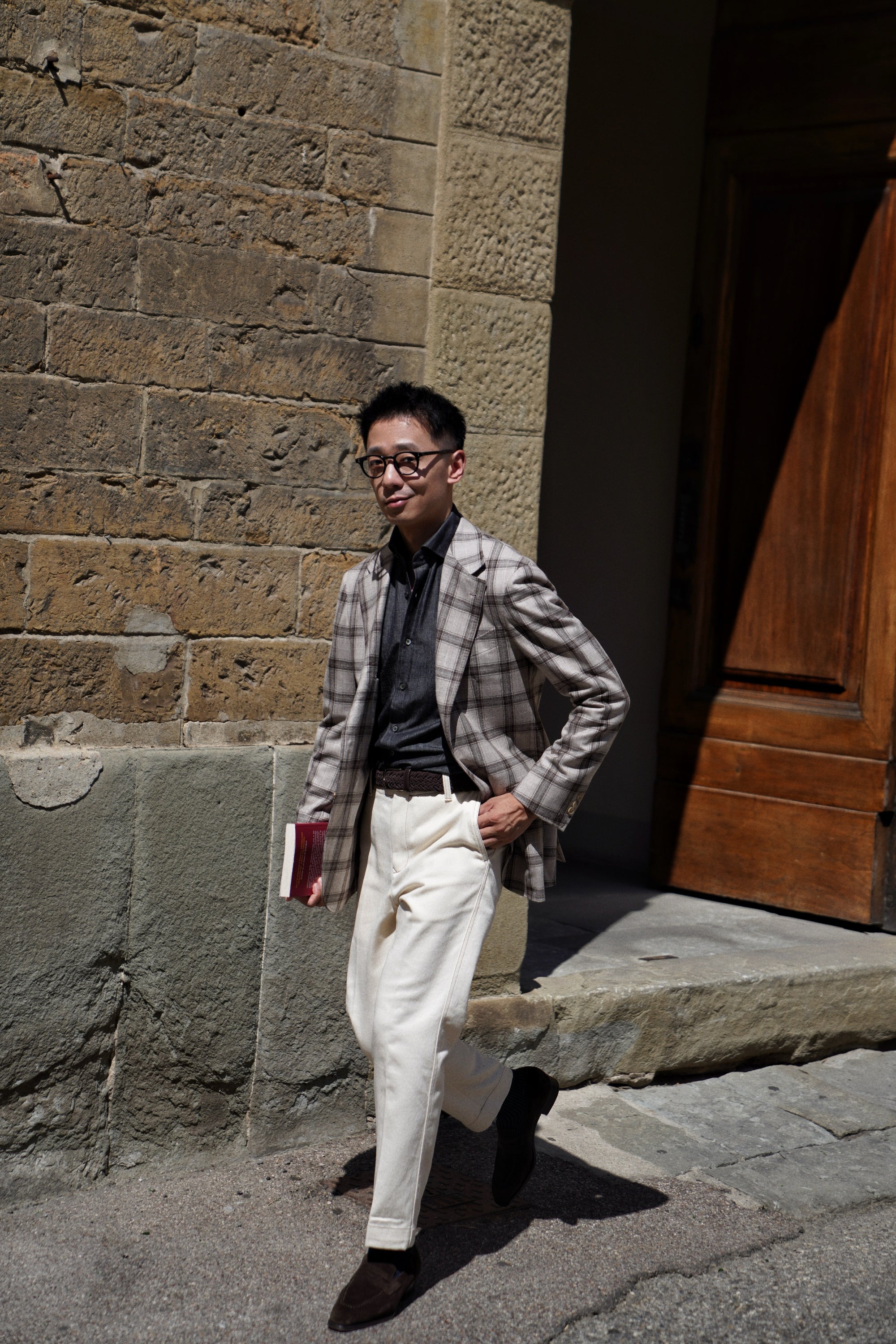 MTO Neutral Windowpane Wool Jacket #463