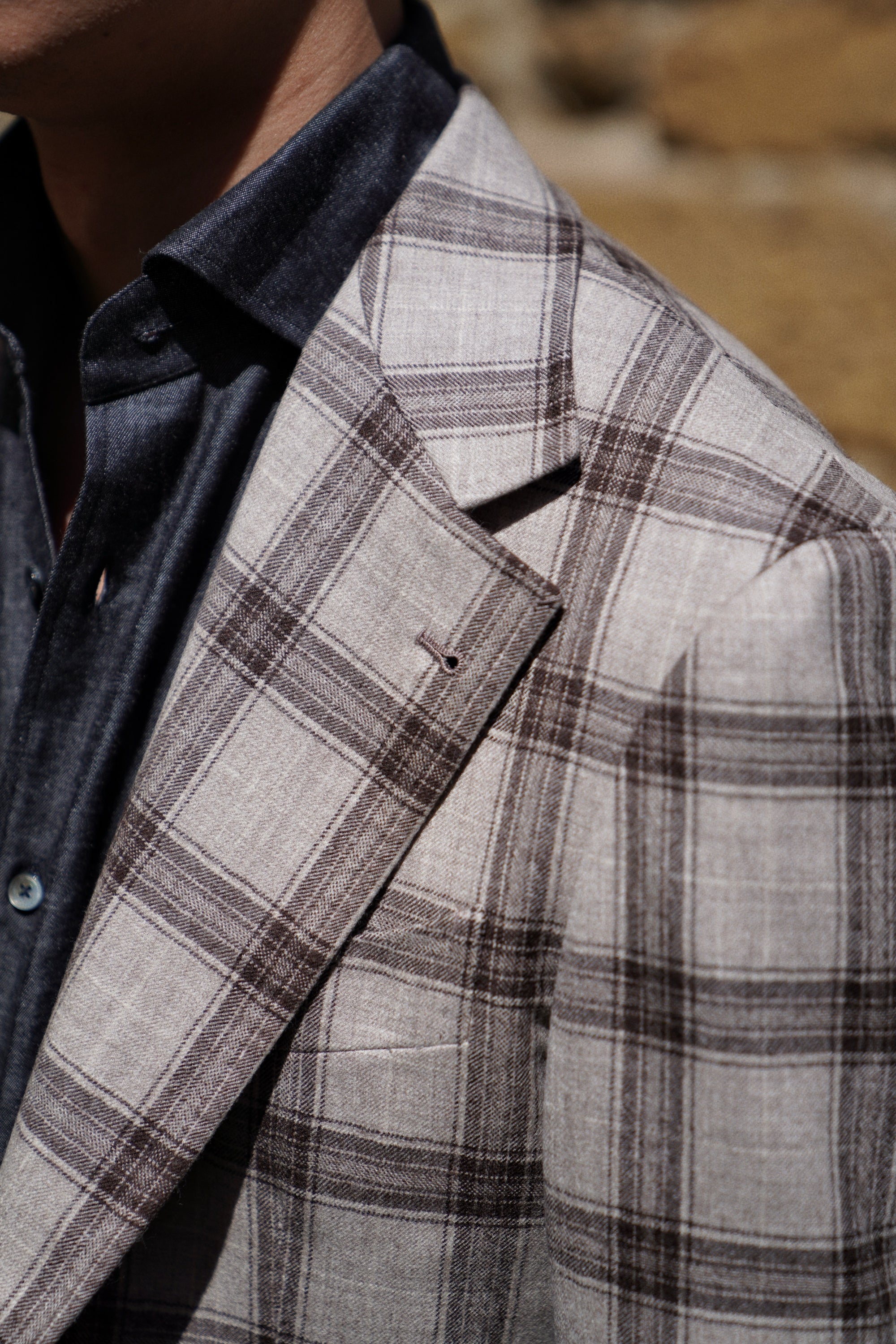 MTO Neutral Windowpane Wool Jacket #463