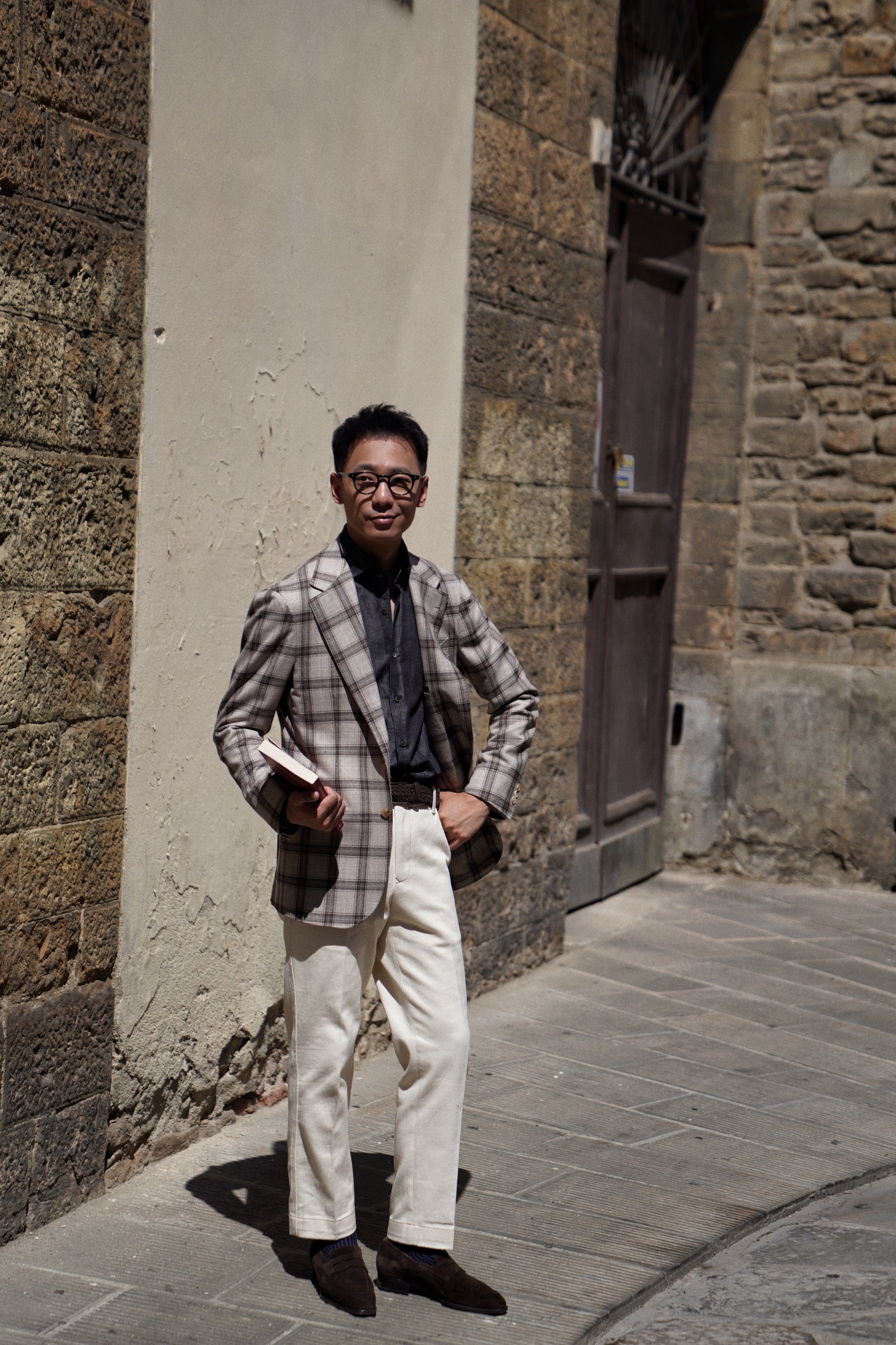 MTO Neutral Windowpane Wool Jacket #463