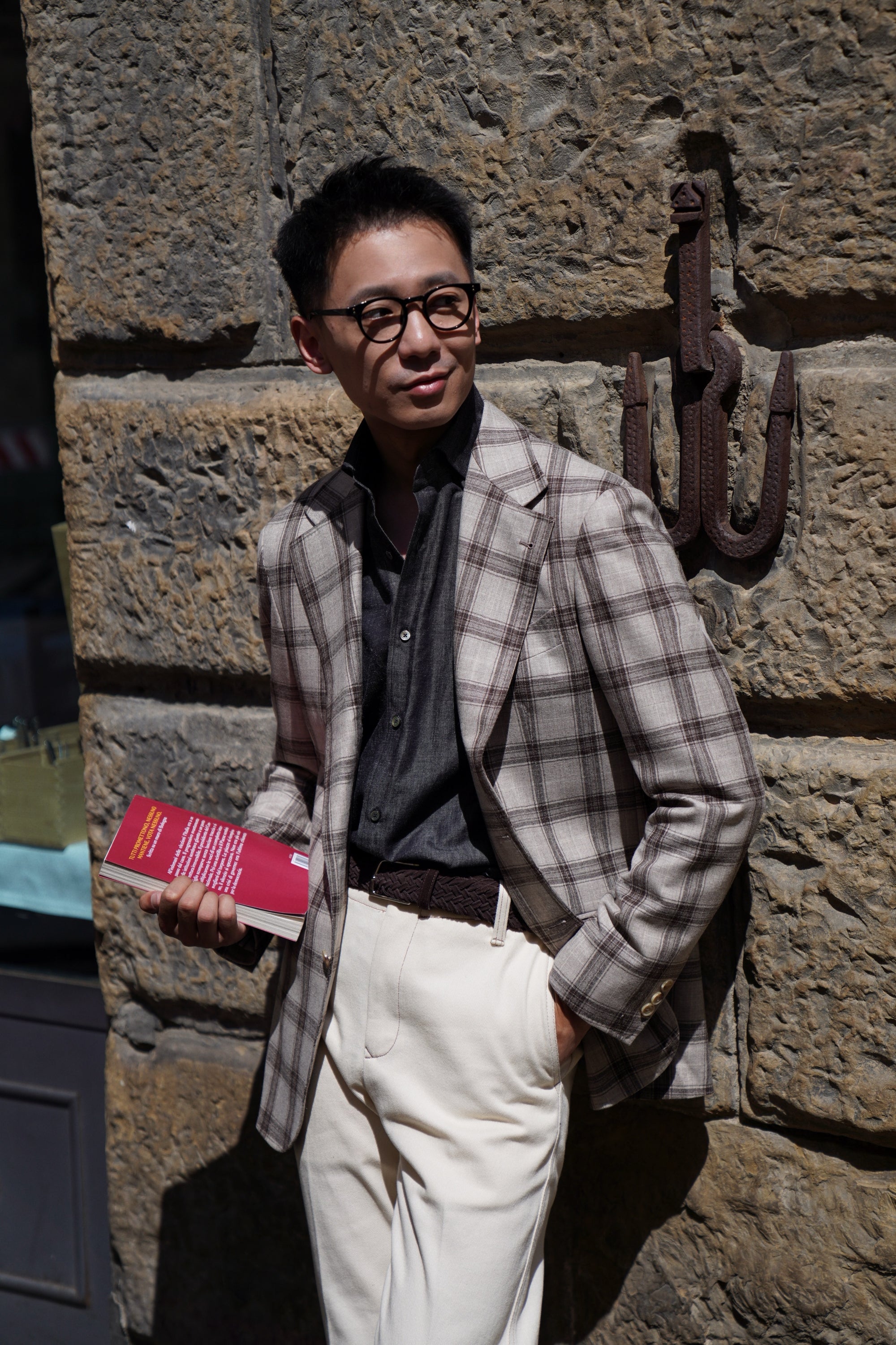 MTO Neutral Windowpane Wool Jacket #463