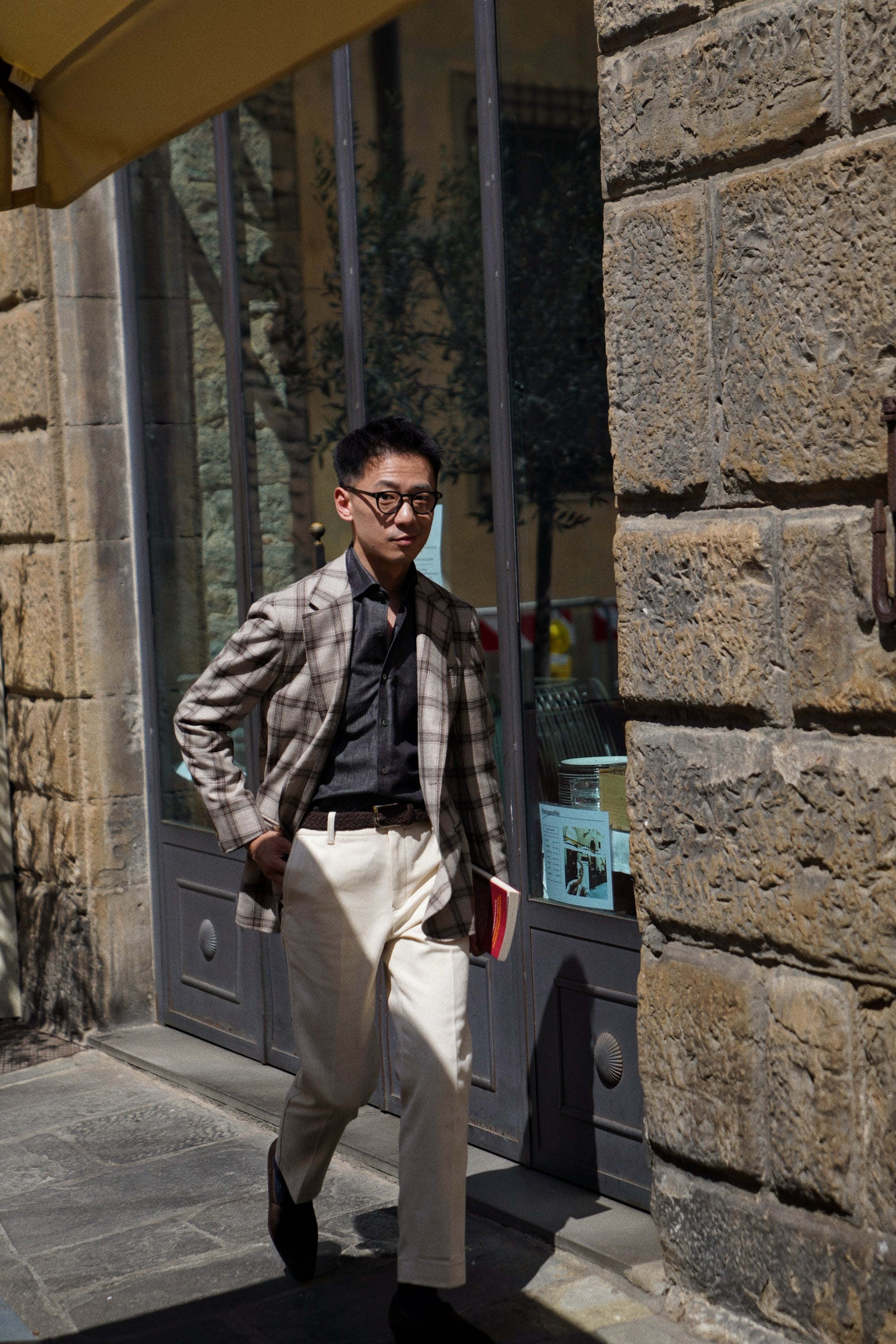 MTO Neutral Windowpane Wool Jacket #463