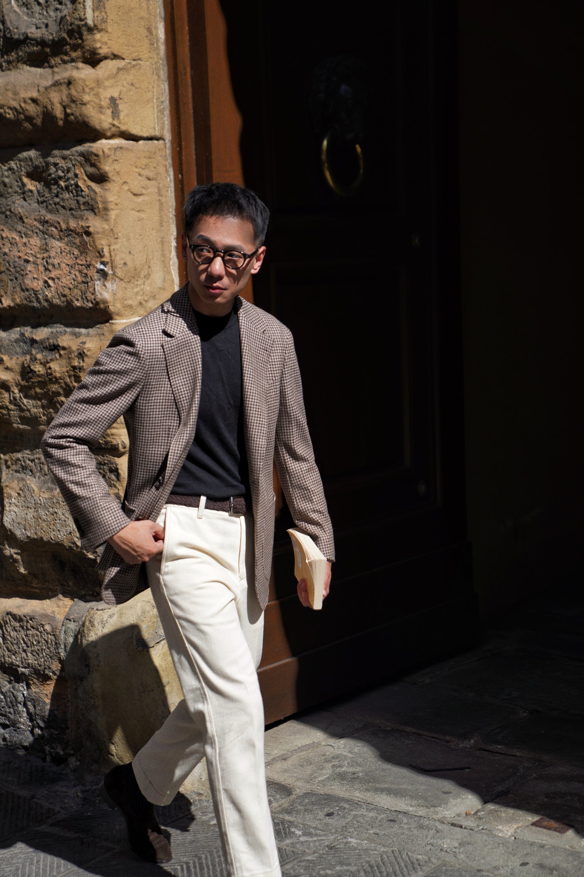 MTO Neutral Houndstooth Wool Jacket #462