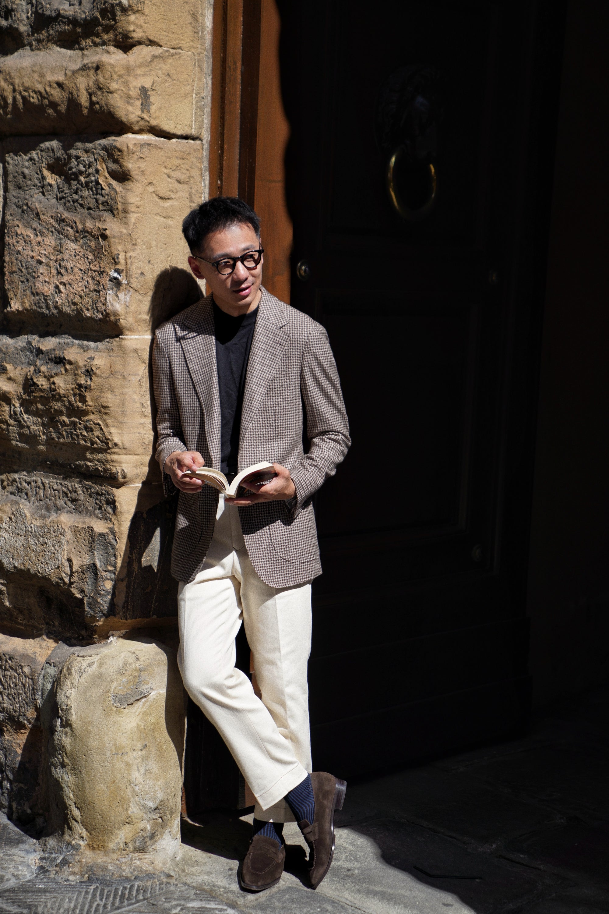 MTO Neutral Houndstooth Wool Jacket #462