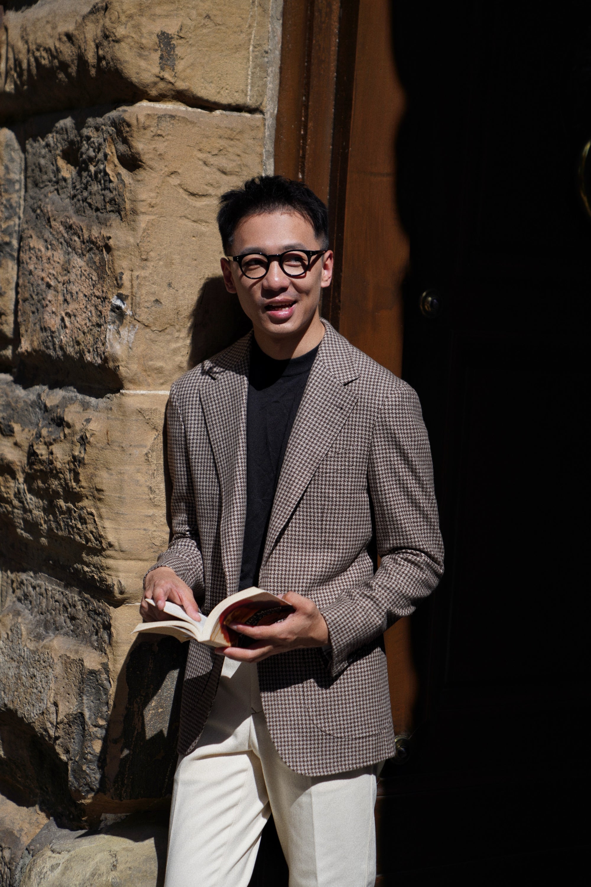 MTO Neutral Houndstooth Wool Jacket #462