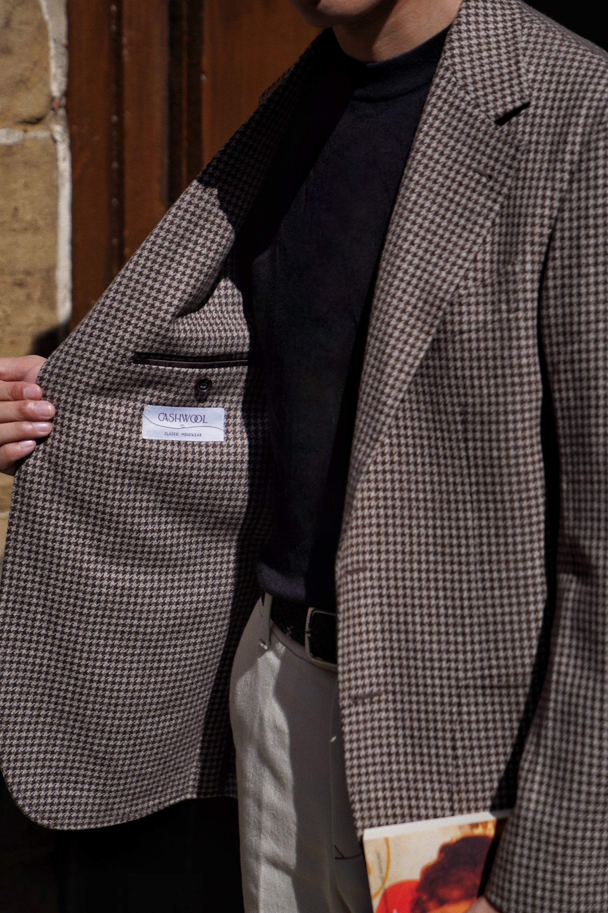 MTO Neutral Houndstooth Wool Jacket #462