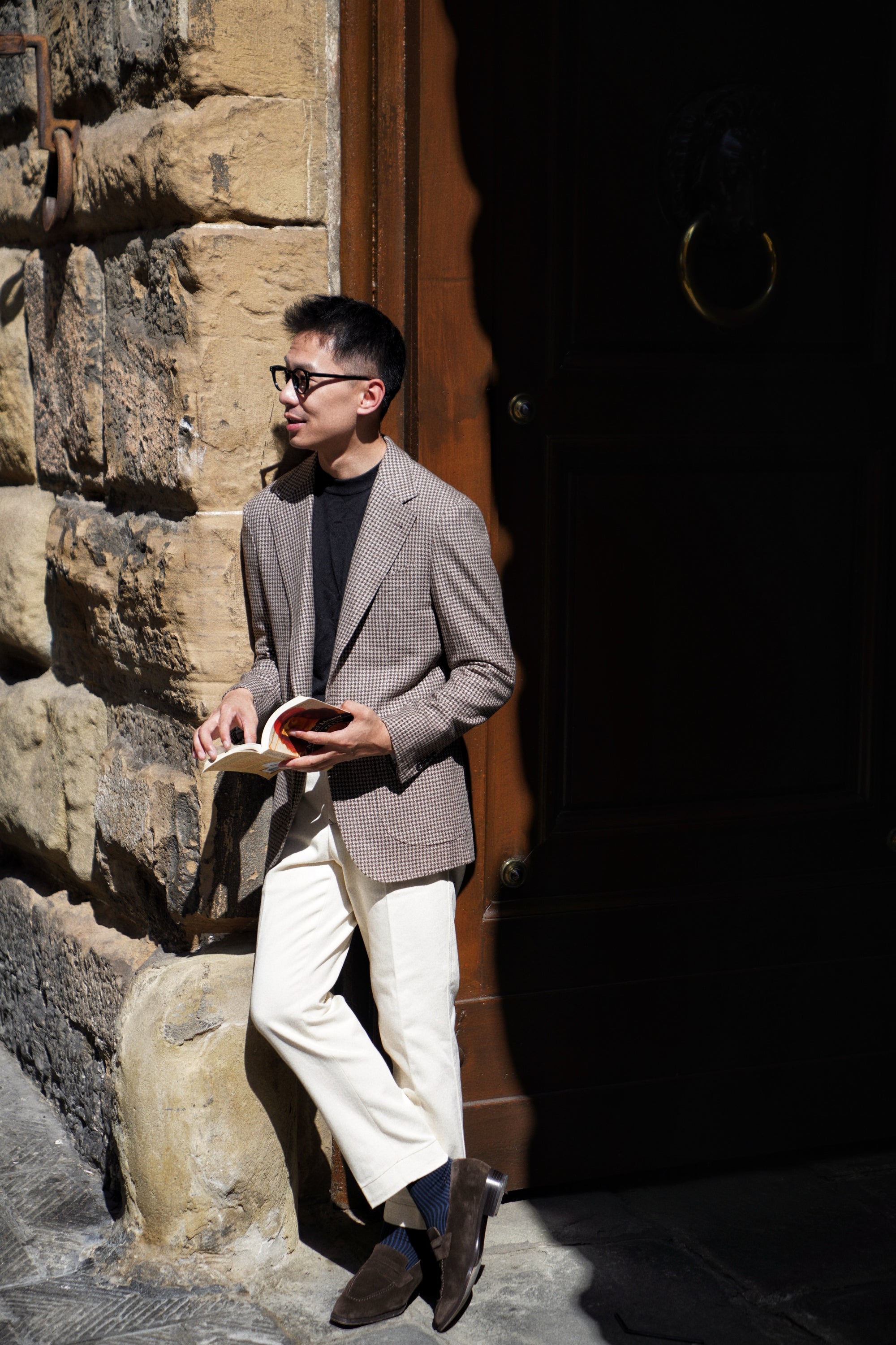 MTO Neutral Houndstooth Wool Jacket #462