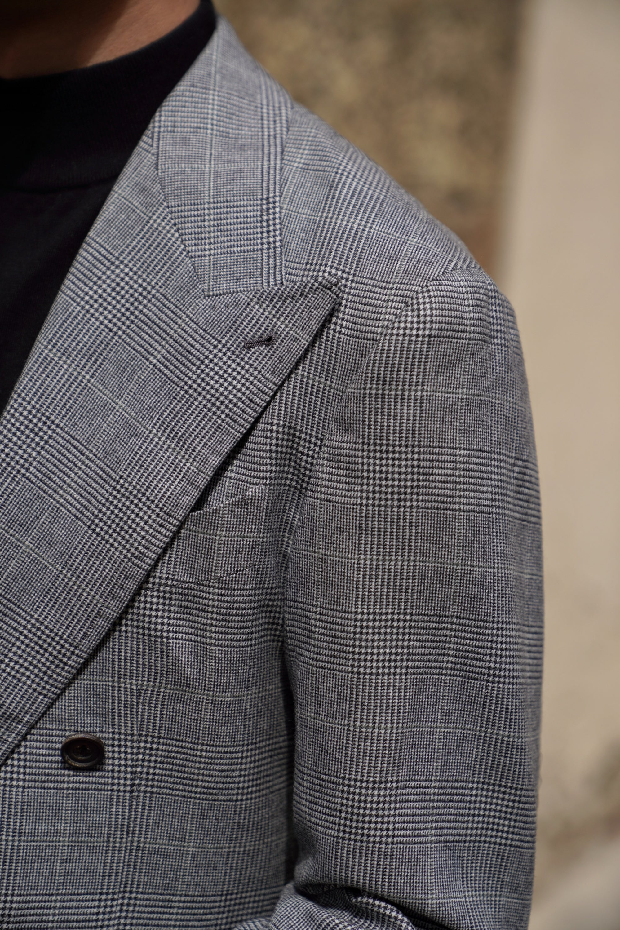 MTO Grey Glen Check Cashmere Silk Flannel Suit #344