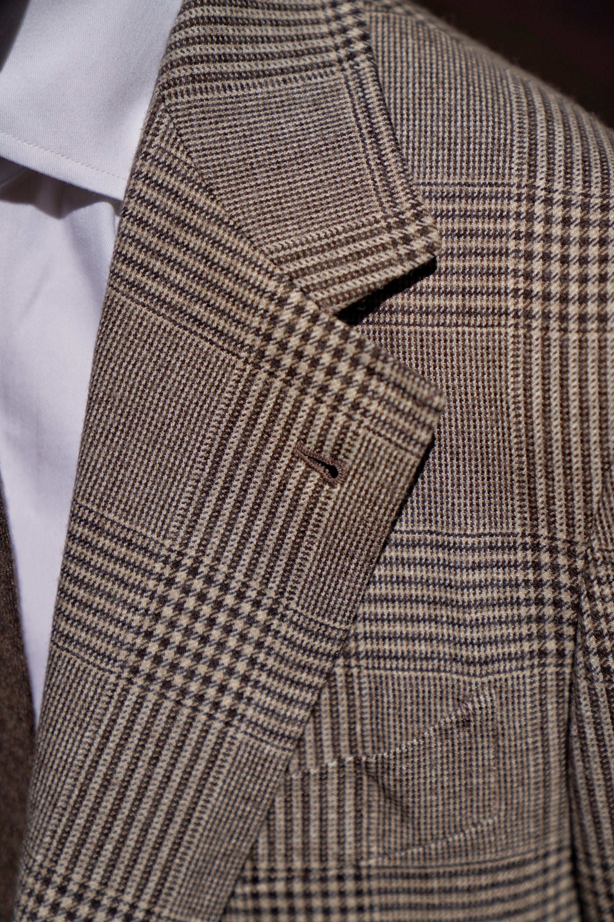 MTO Light Brown Glen Check Worsted Flannel Jacket #476