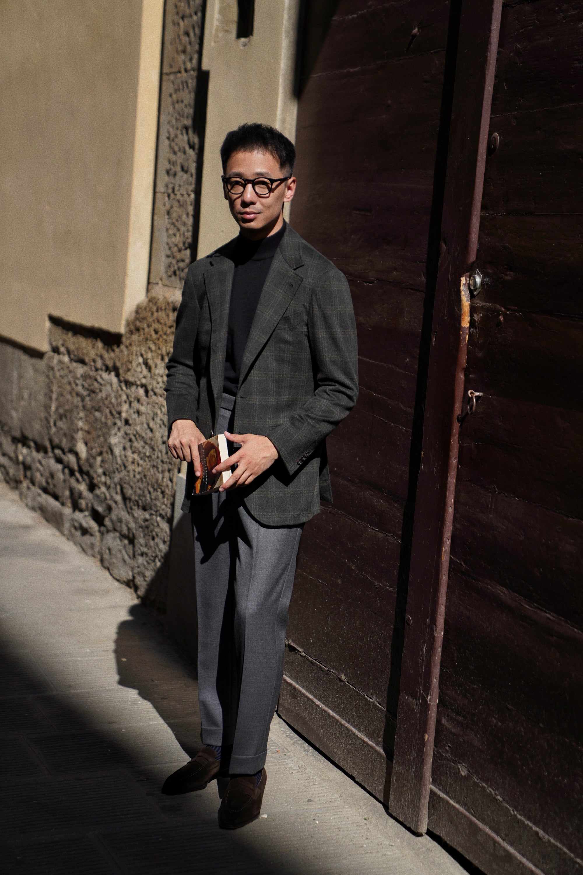 MTO Dark Green Windowpane Cashmere Jacket #492