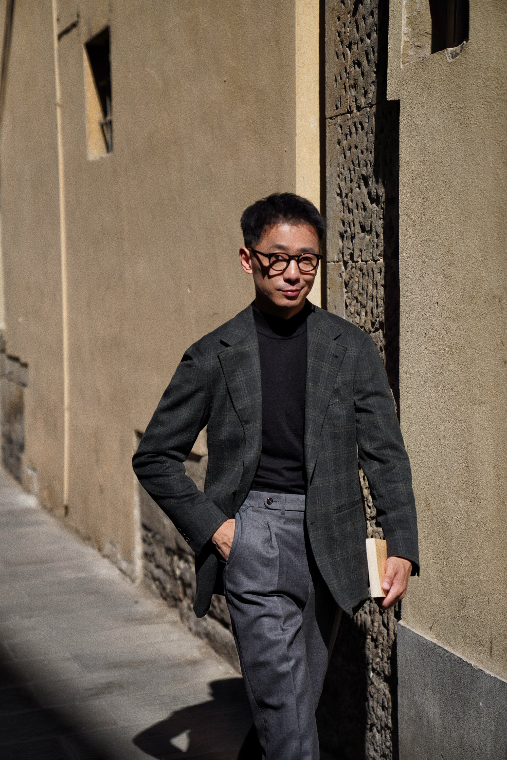 MTO Dark Green Windowpane Cashmere Jacket #492