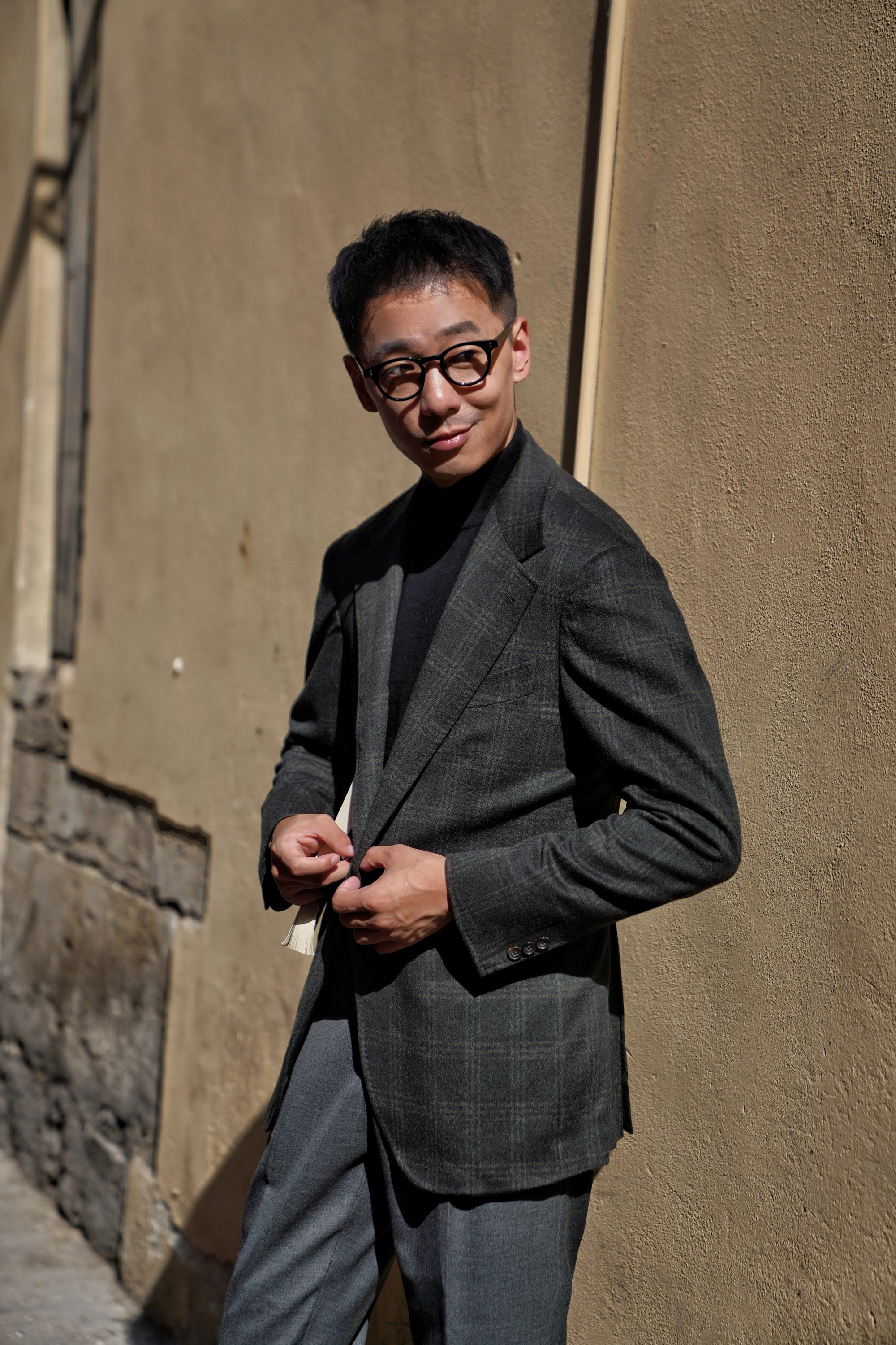MTO Dark Green Windowpane Cashmere Jacket #492