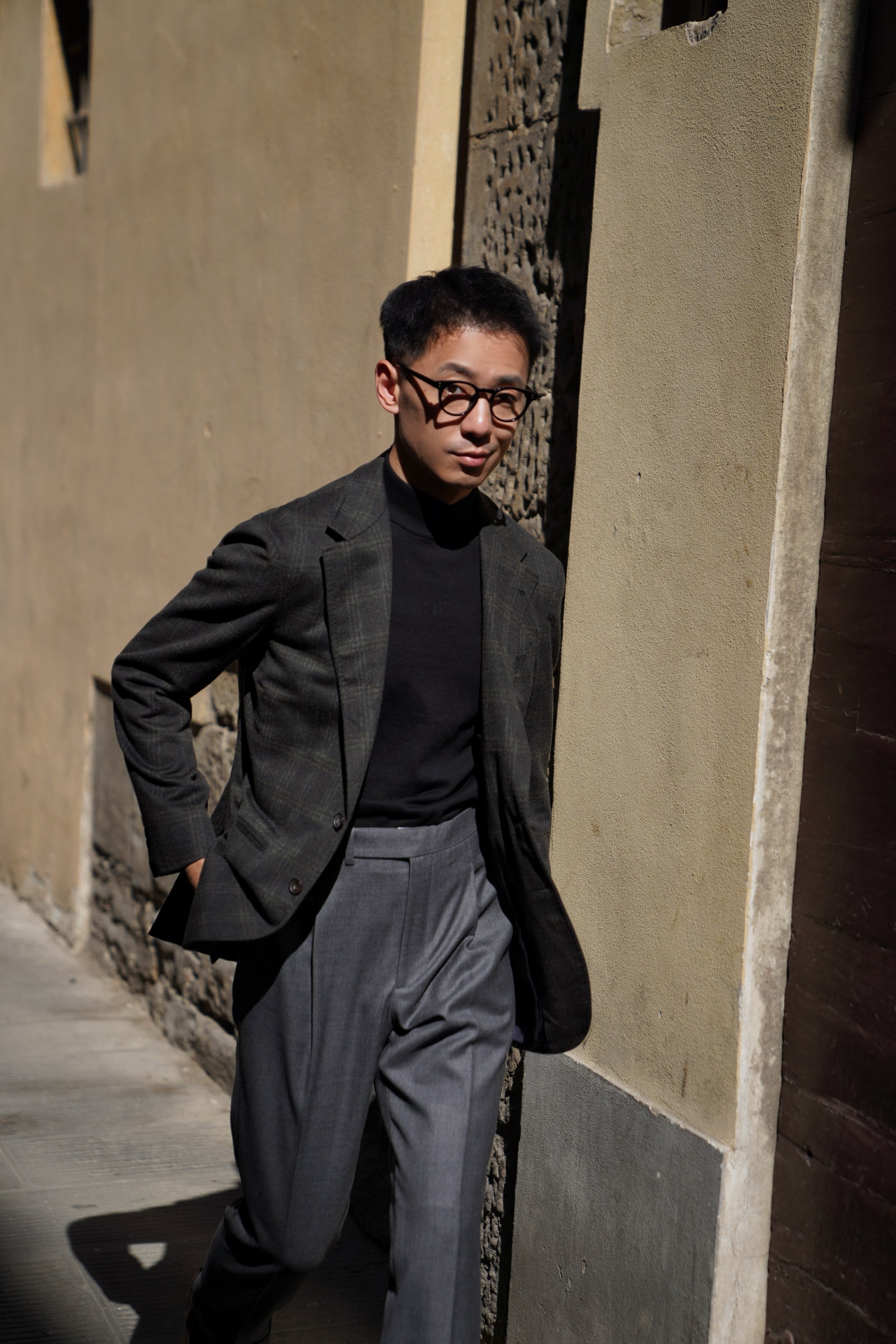 MTO Dark Green Windowpane Cashmere Jacket #492
