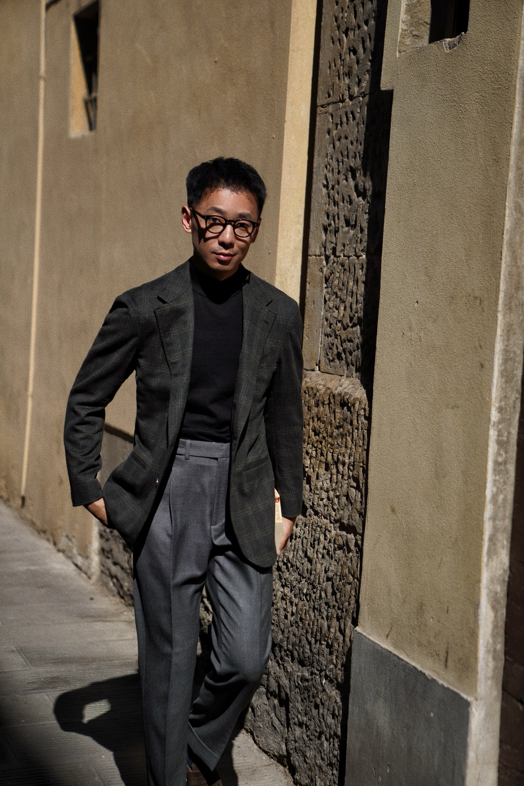 MTO Dark Green Windowpane Cashmere Jacket #492