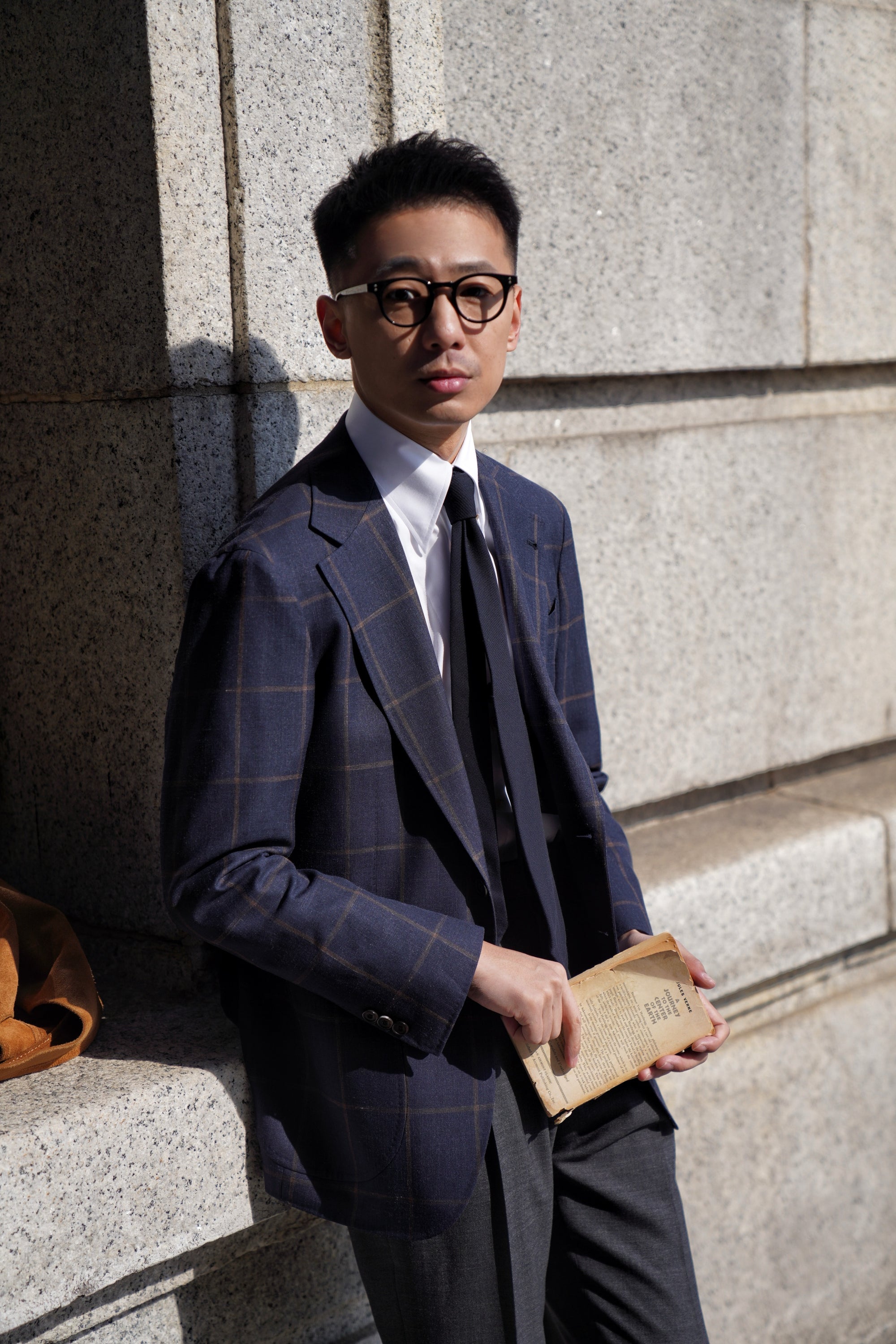 Navy Brown Windowpane Jacket #38