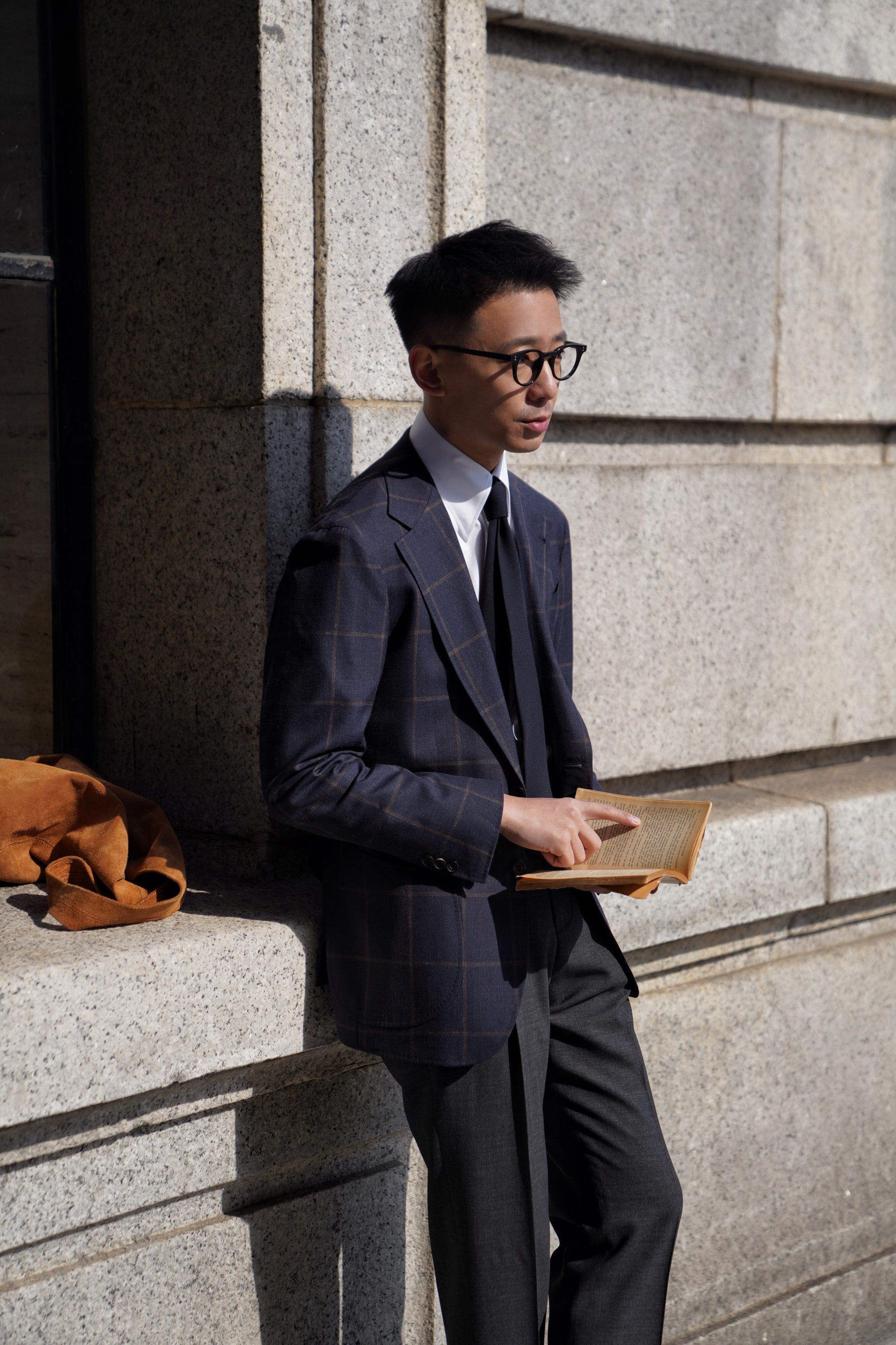 Navy Brown Windowpane Jacket #38